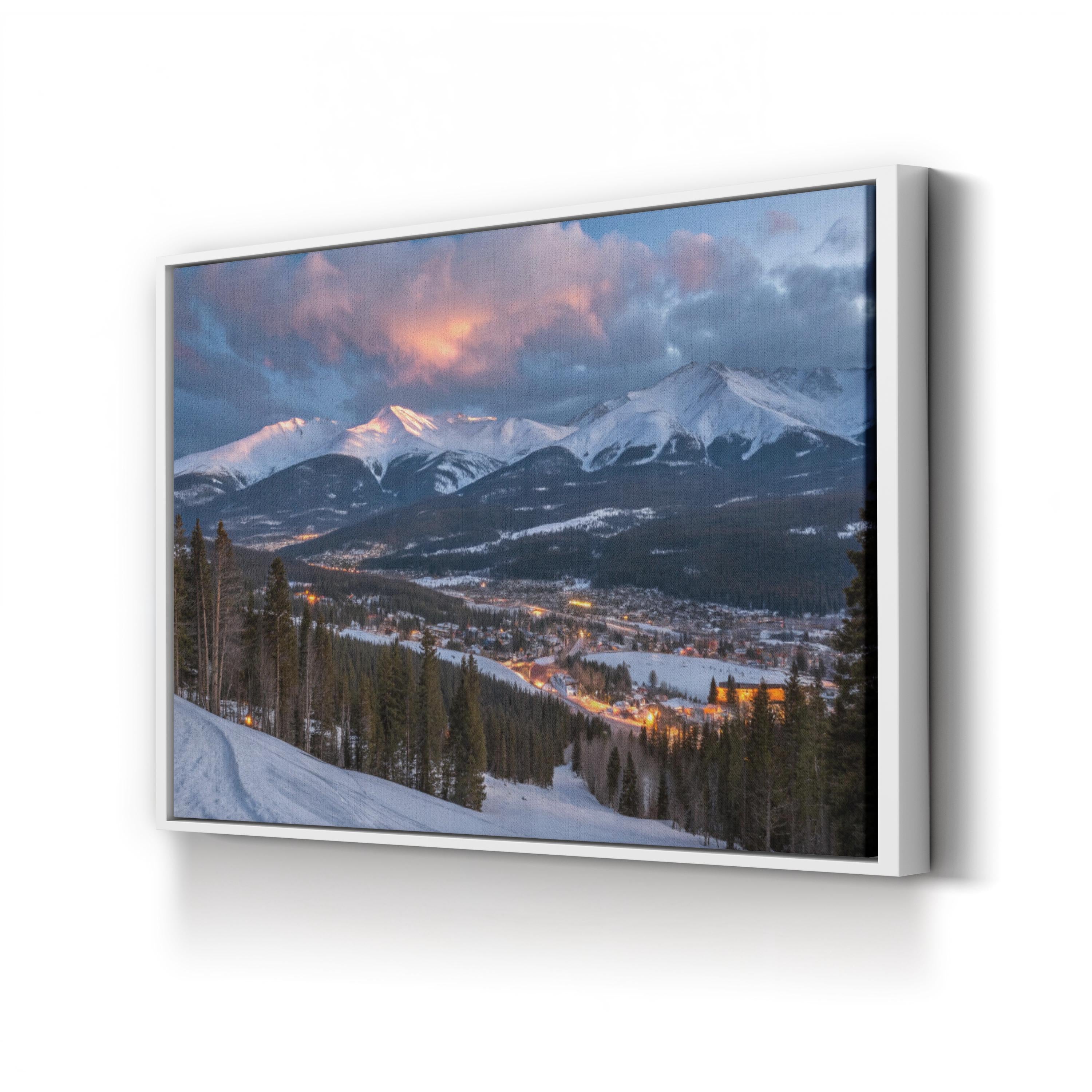 Breckenridge Snowy Mountain Dusk – Vintage Photography Wall Art | Rocky Mountain Canvas Print