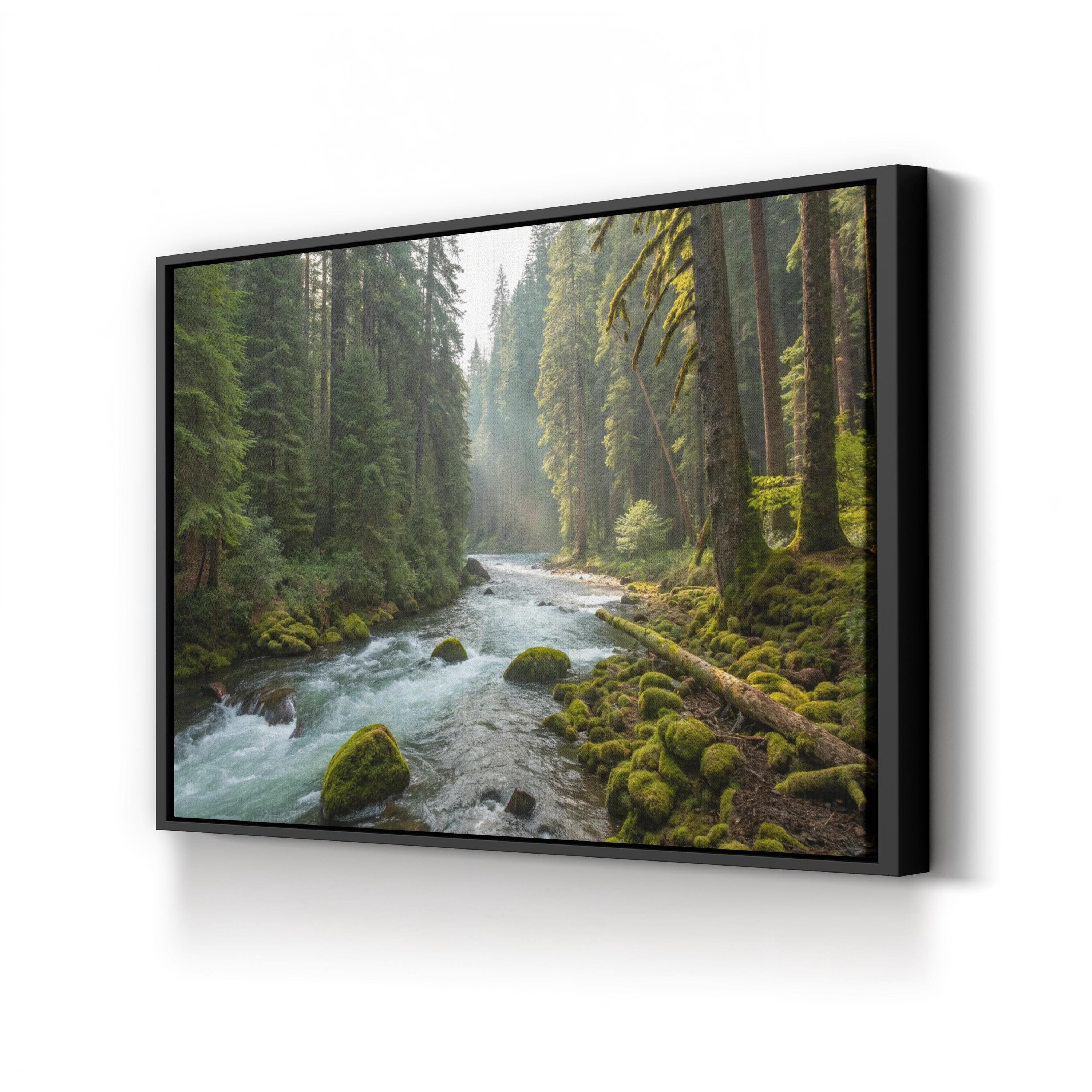 Waterfall River Forest – Vintage Photography Wall Art | Serene Landscape Canvas Print