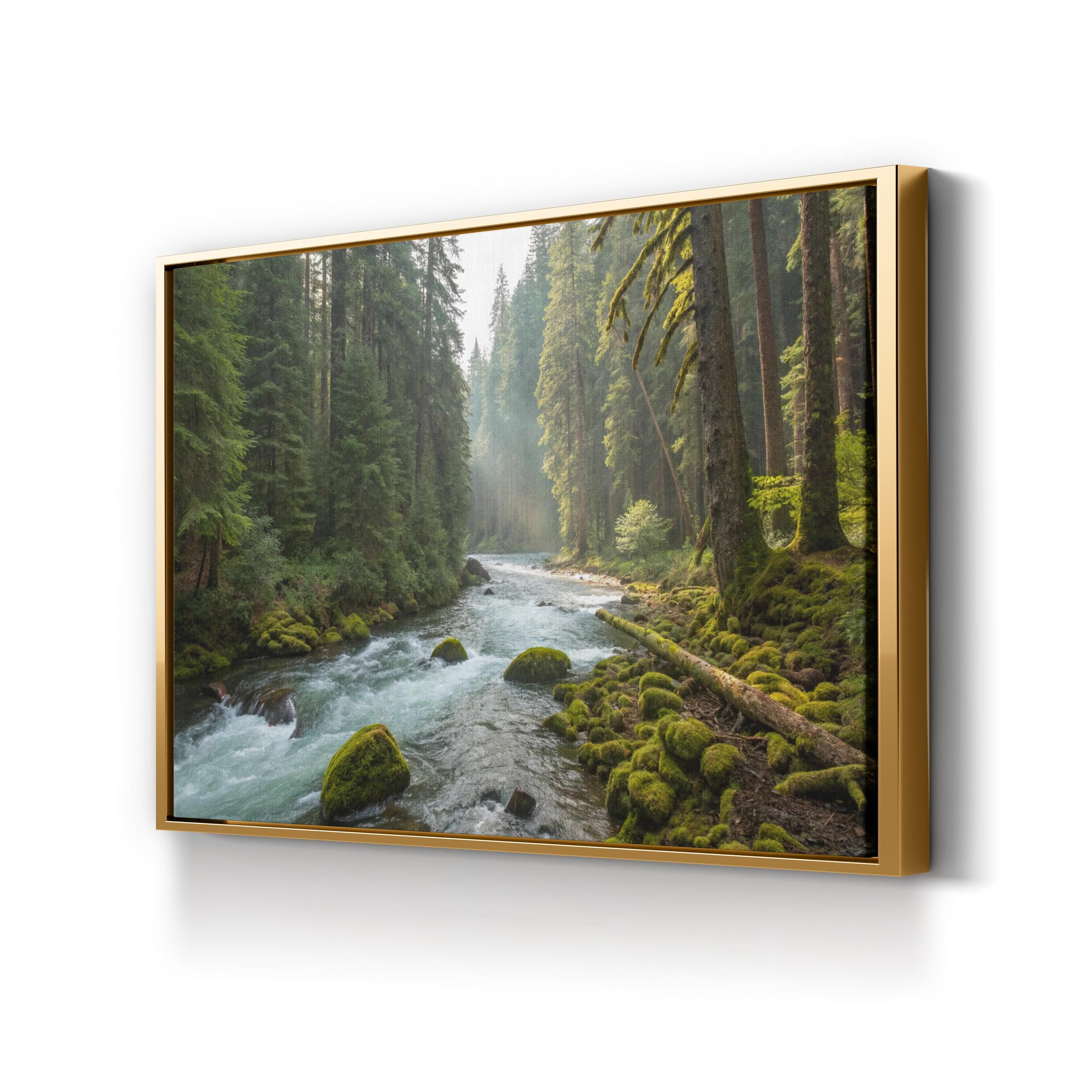 Waterfall River Forest – Vintage Photography Wall Art | Serene Landscape Canvas Print