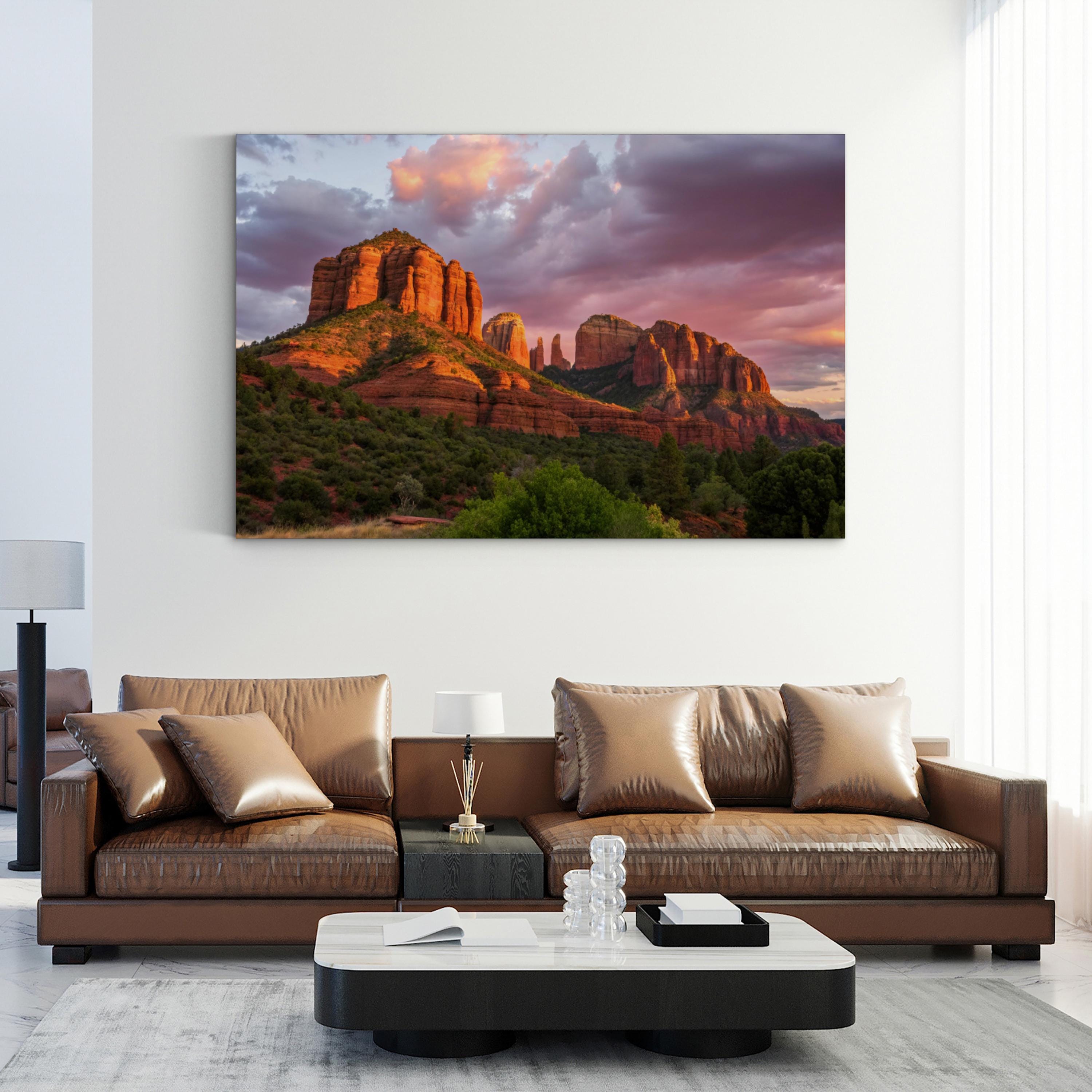 Cathedral Rock Sedona Sunset – Vintage Photography Wall Art | Desert Canvas Print