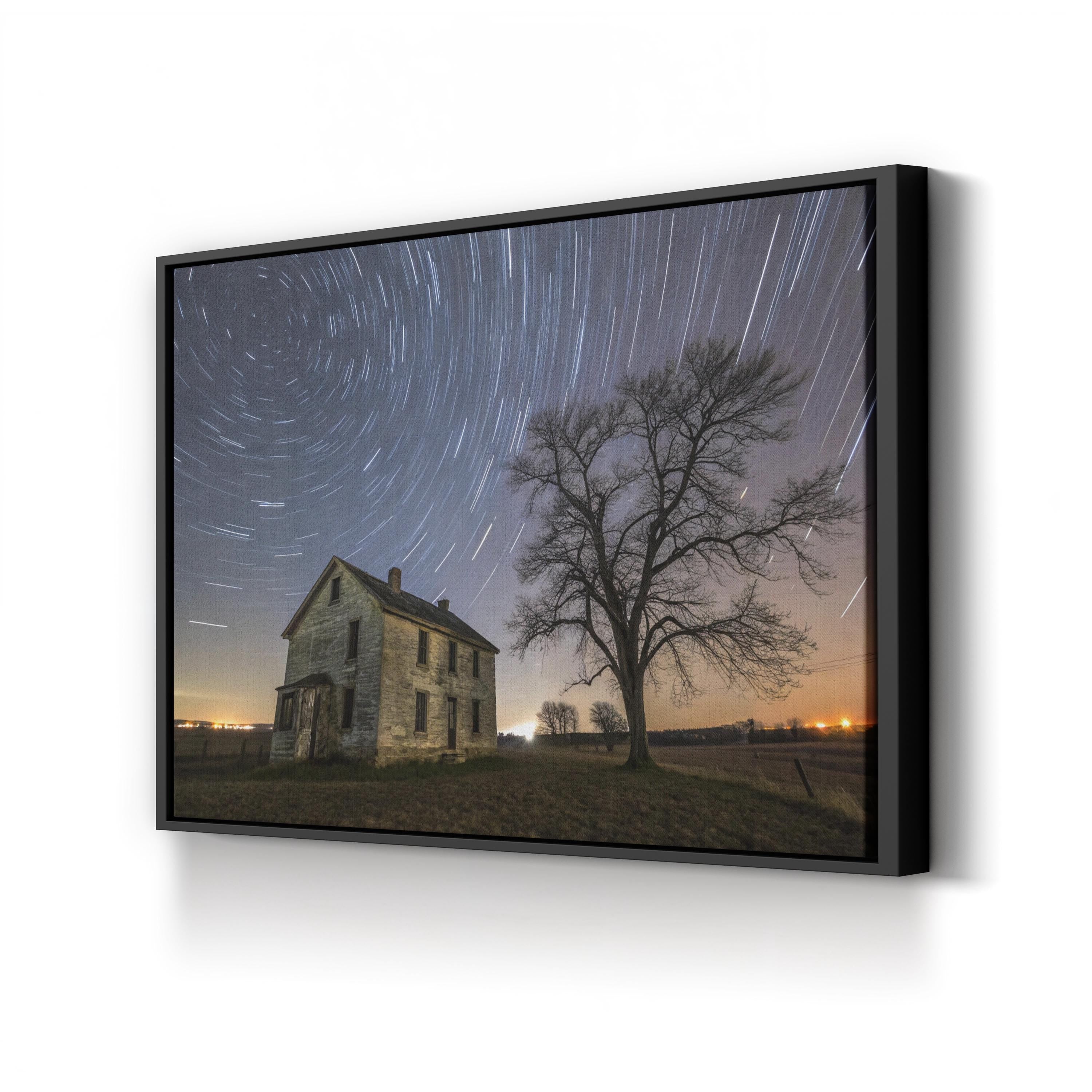 Civil War House Starry Night – Vintage Photography Wall Art | Historic Landscape Canvas Print