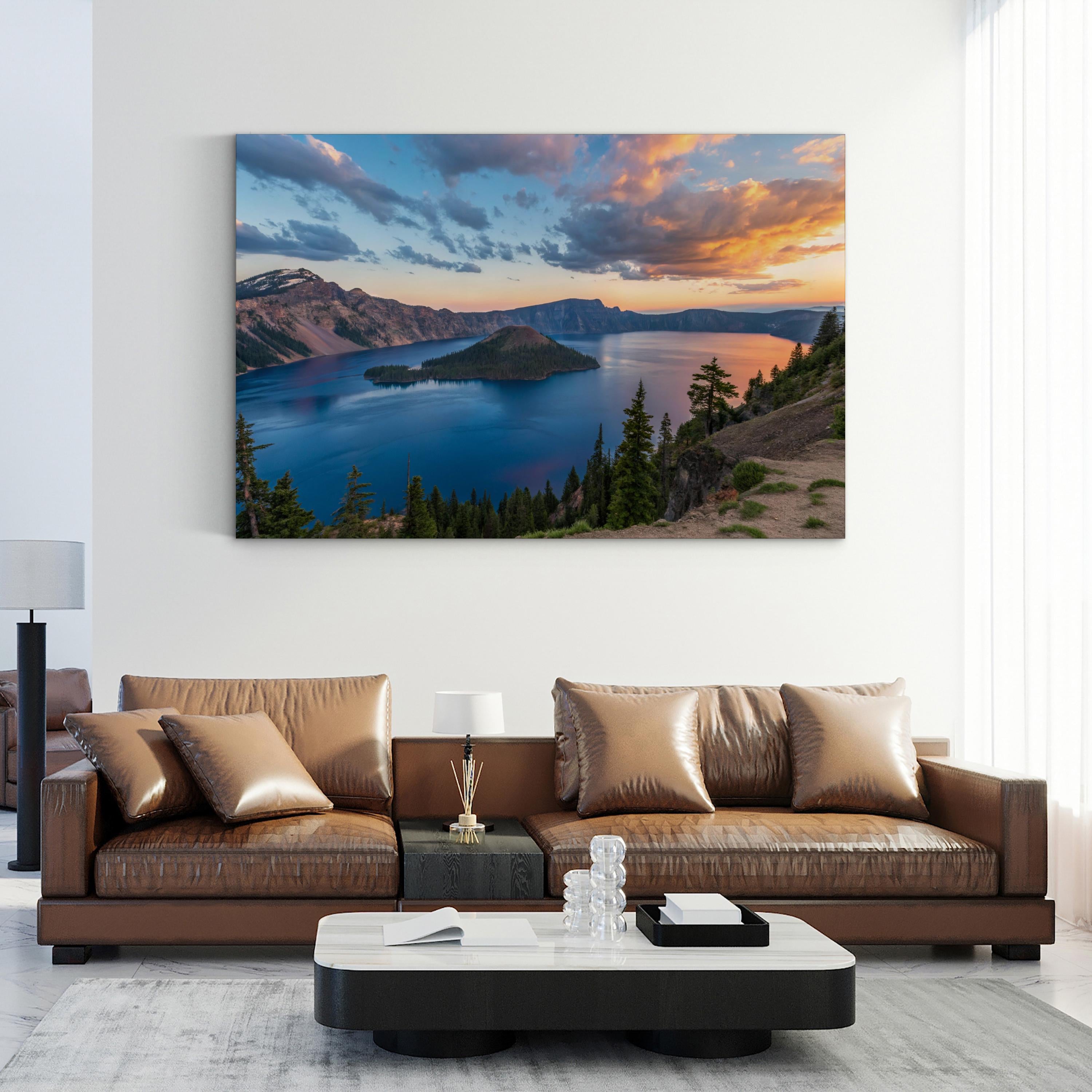 Crater Lake Sunrise — Crater Lake National Park, Oregon Mountain Landscape Canvas Wall Art