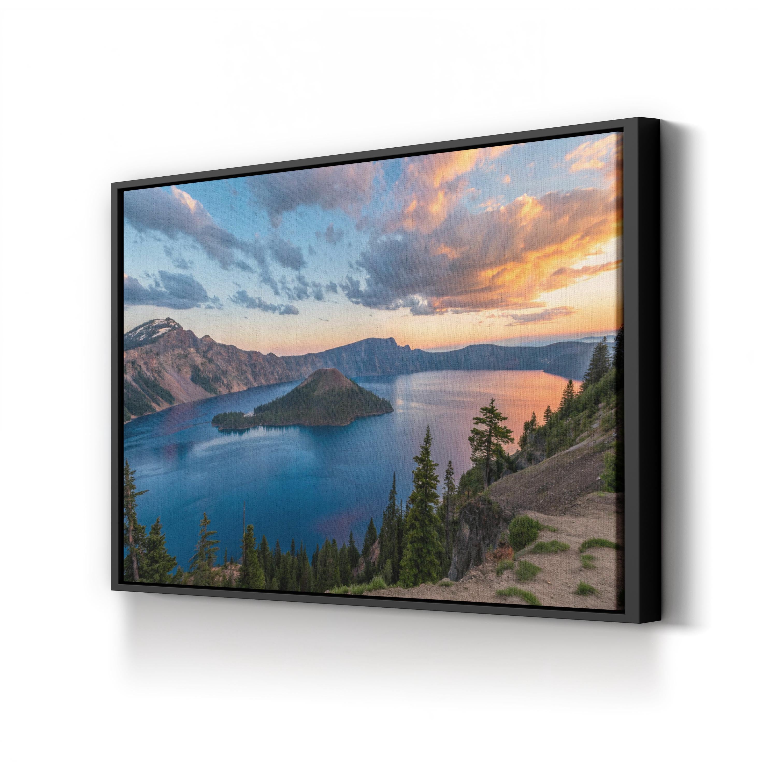 Crater Lake Sunrise — Crater Lake National Park, Oregon Mountain Landscape Canvas Wall Art