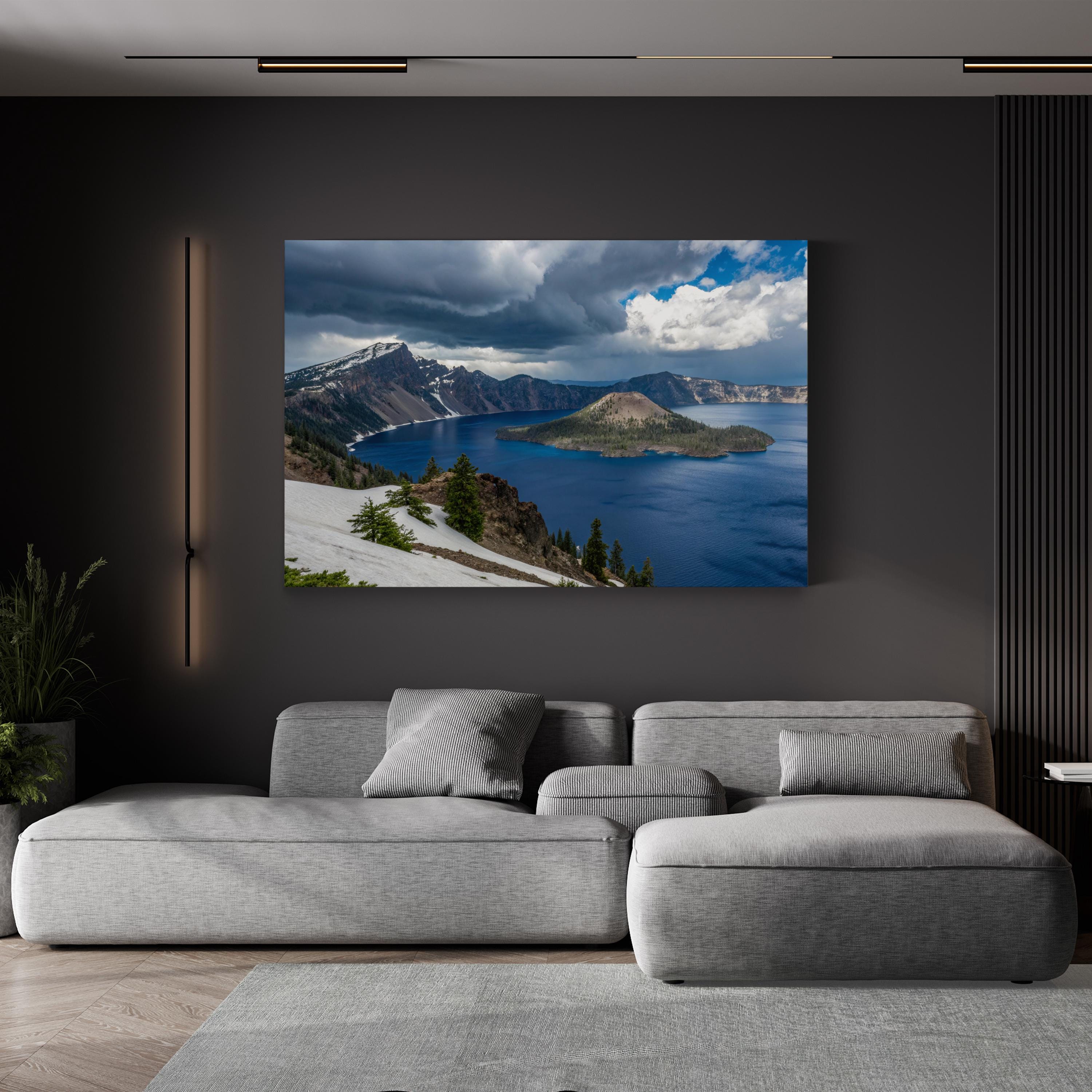Crater Lake Canvas Art — Framed Mountain Landscape Photography