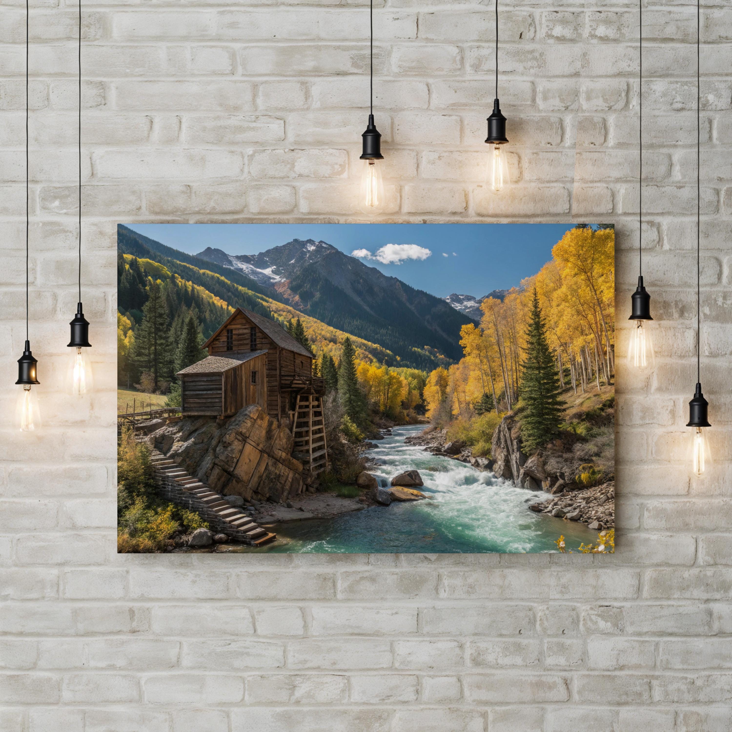 Crystal Mill Colorado – Vintage Photography Wall Art | Mountain Waterfall Canvas Print