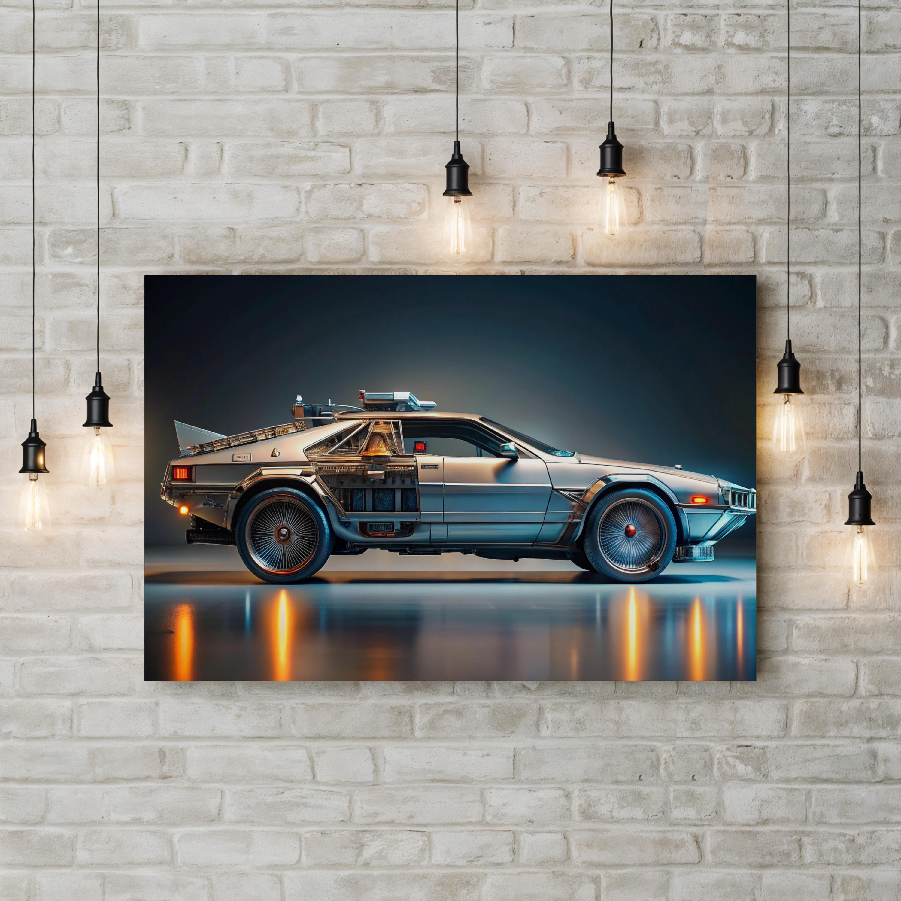 DeLorean Time Machine – Vintage Photography Wall Art | Movie Car Canvas Print