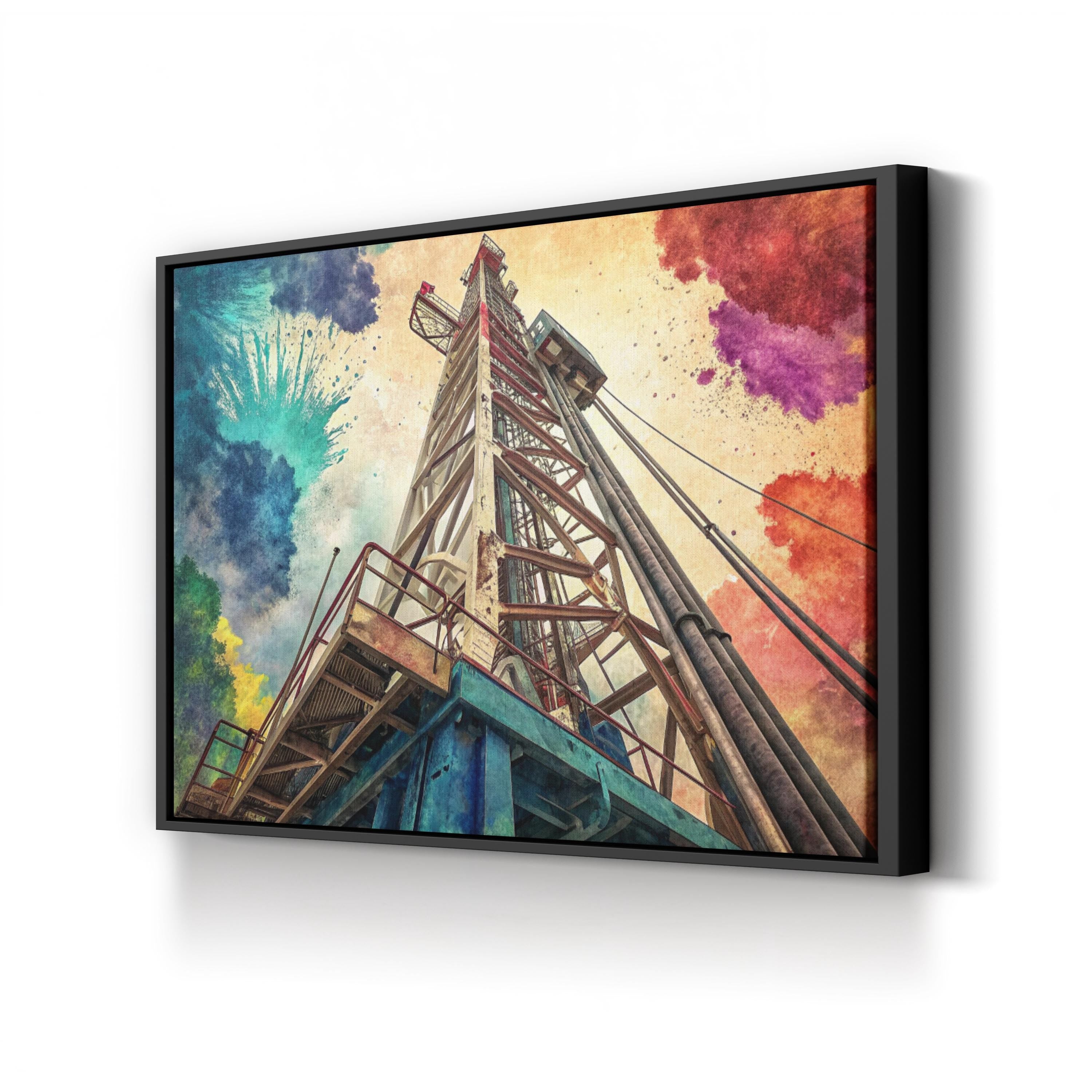 Drilling Rig Wall Art – Industrial Structure | Modern Abstract Energy Canvas Print