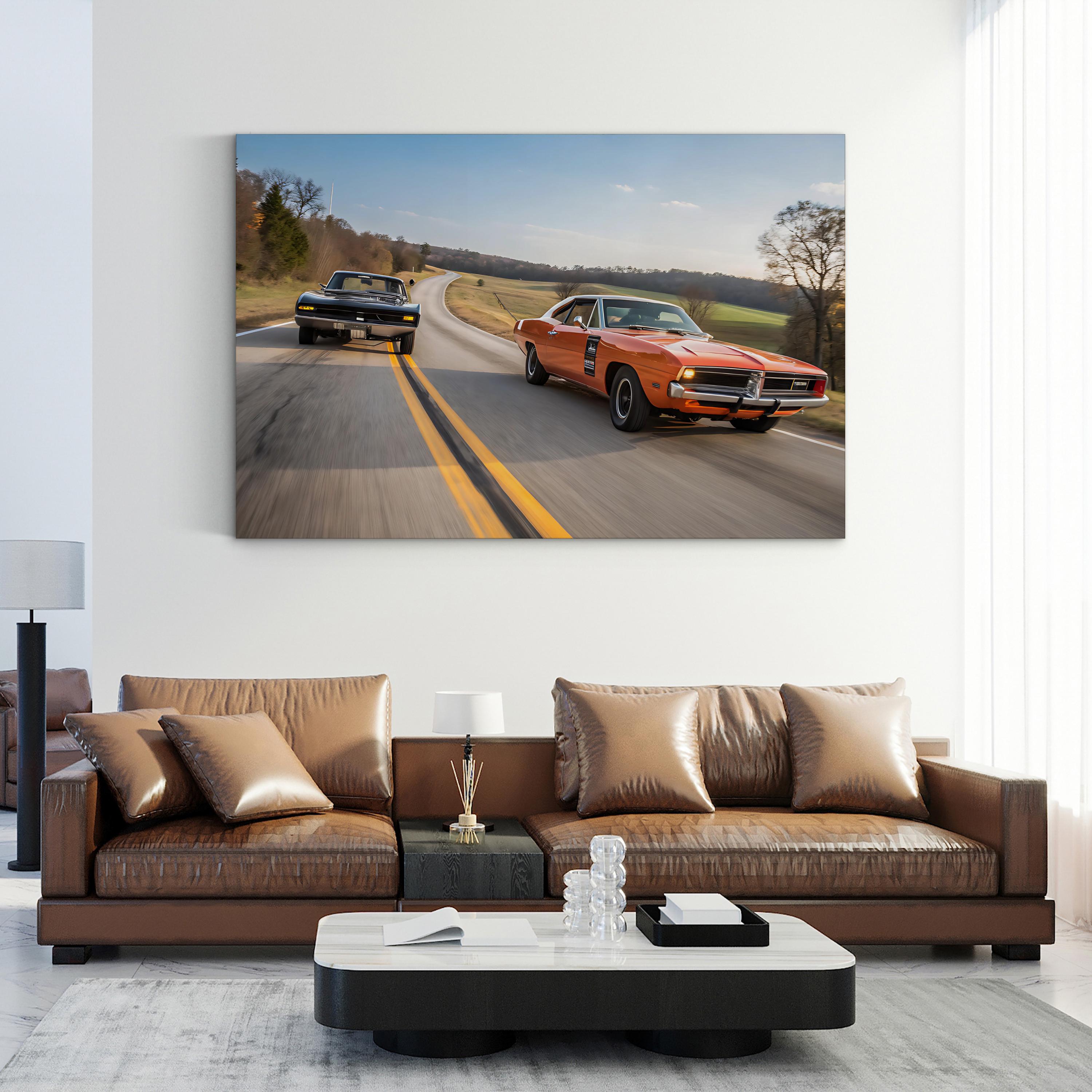 Smokey Muscle Car – Vintage Photography Wall Art | American Racing Canvas Print