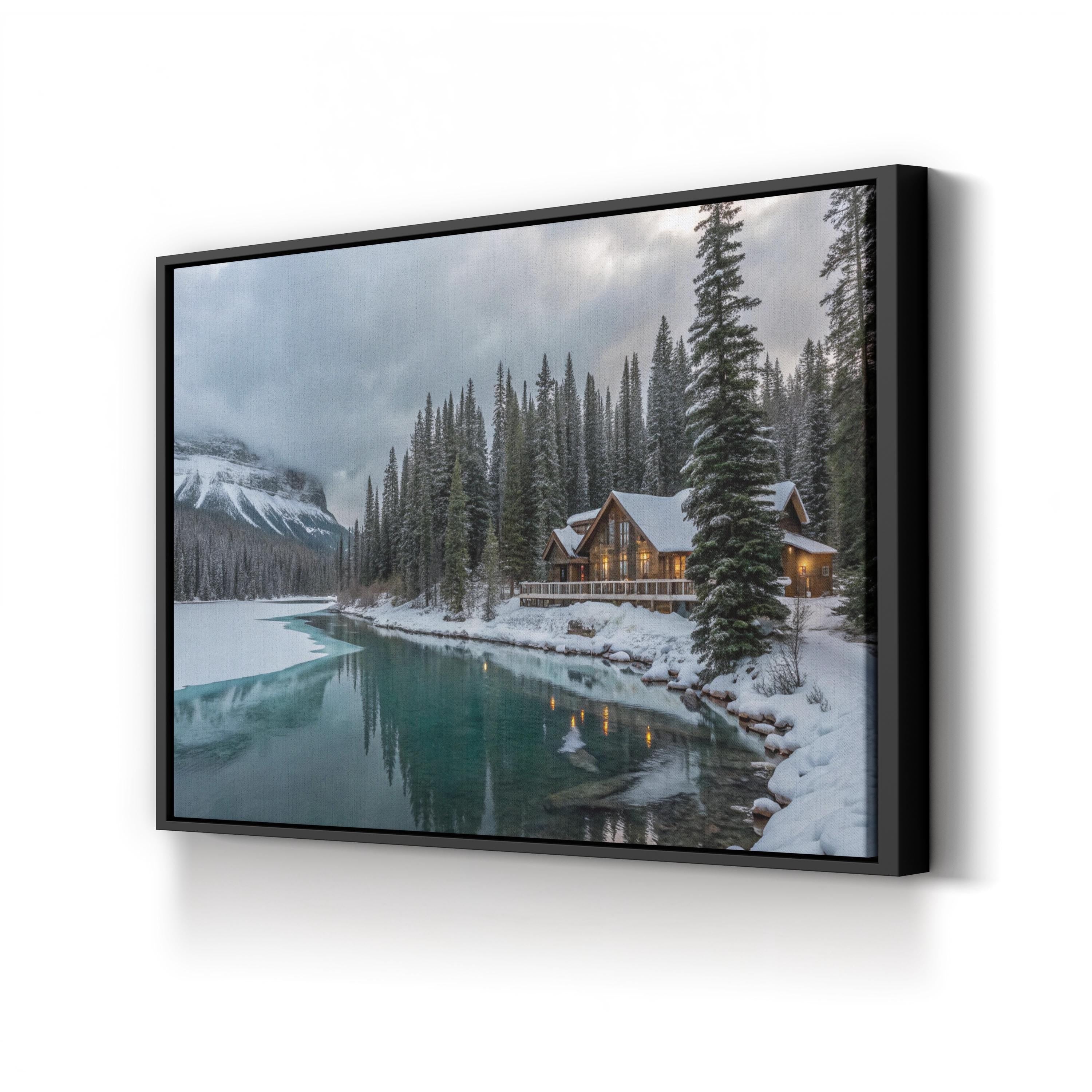 Winter Wonderland Emerald Lake Lodge – Vintage Photography Wall Art | Snowy Landscape Canvas Print