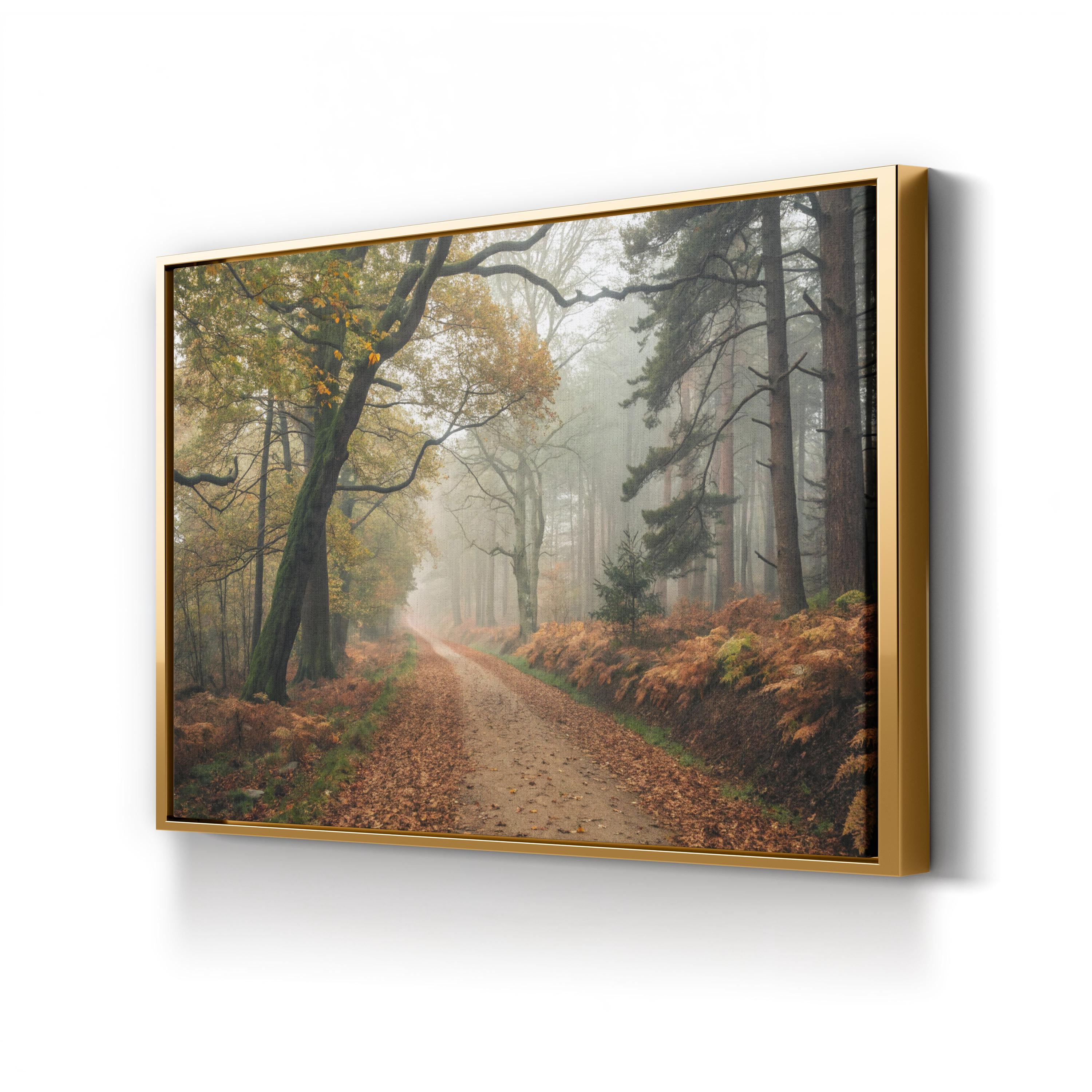 Autumn Forest Misty Path – Vintage Photography Wall Art | Nature Landscape Canvas Print