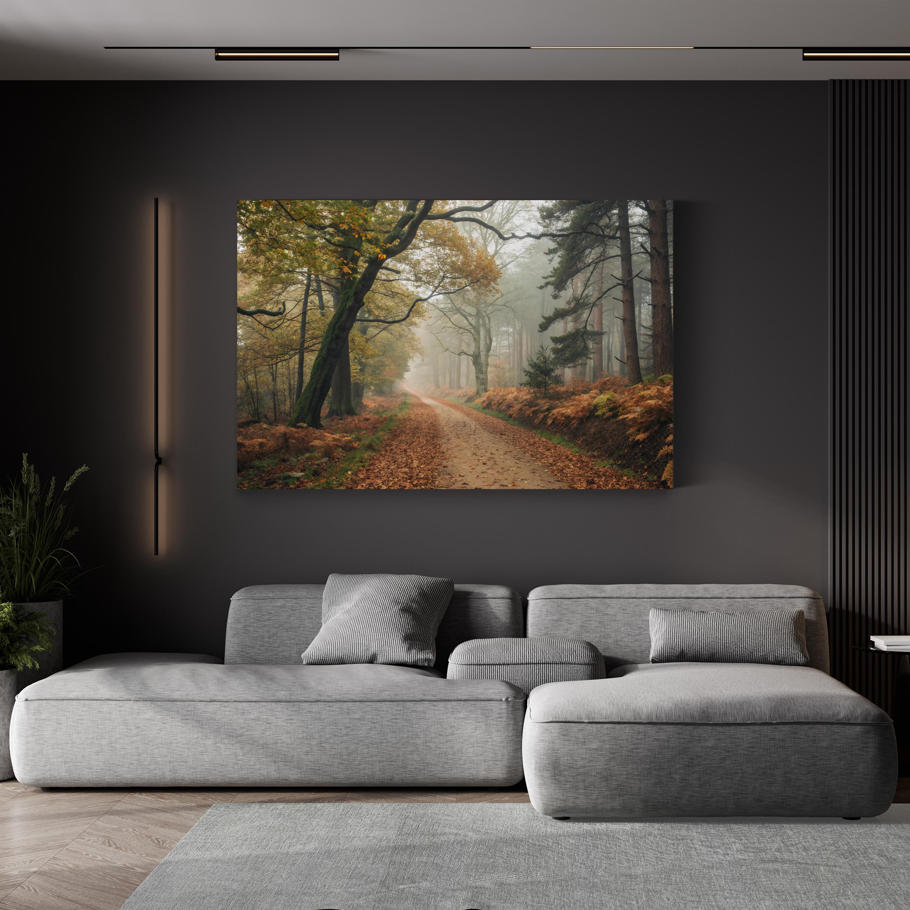 Autumn Forest Misty Path – Vintage Photography Wall Art | Nature Landscape Canvas Print