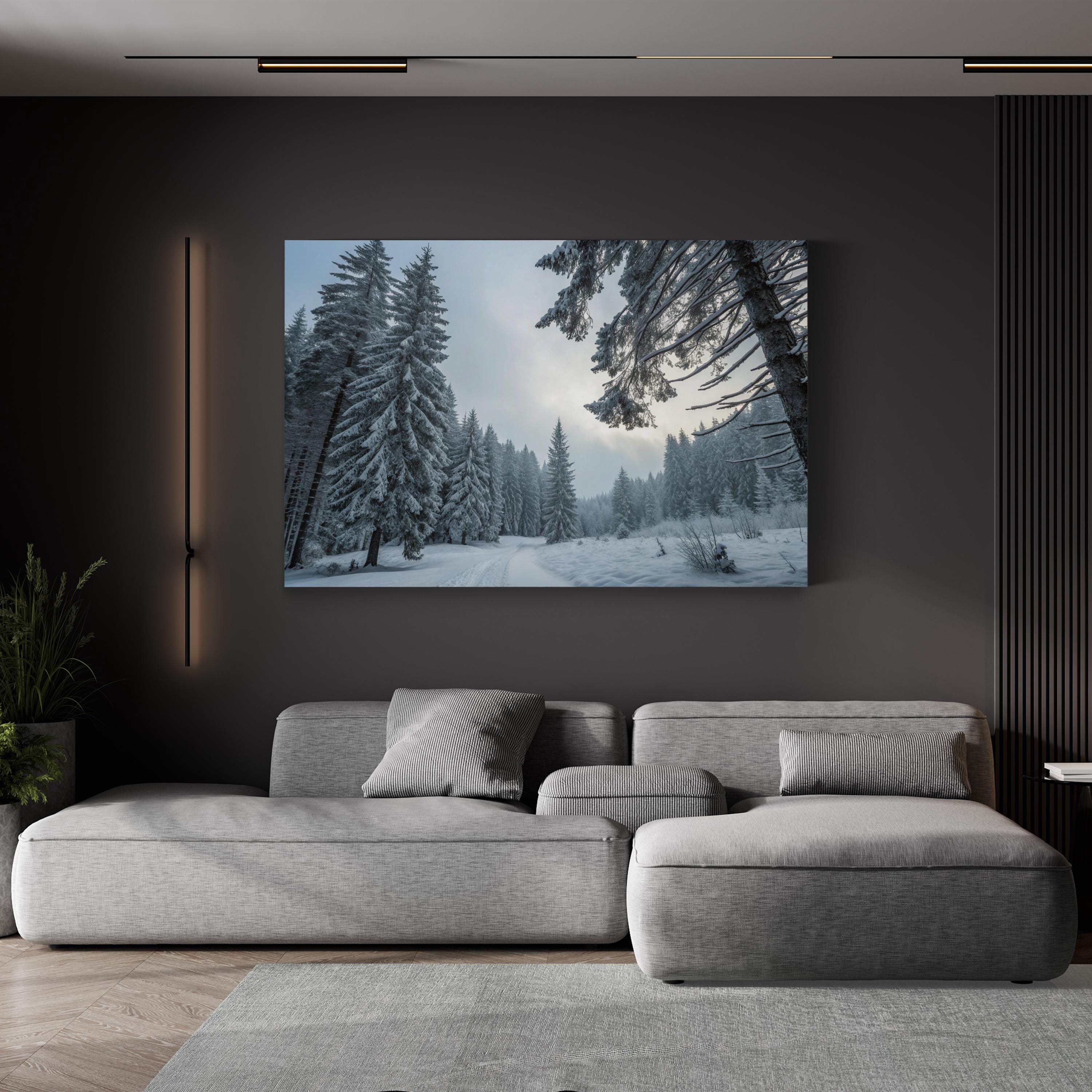 Winter Forest Snow Trees – Vintage Photography Wall Art | Cozy Landscape Canvas Print