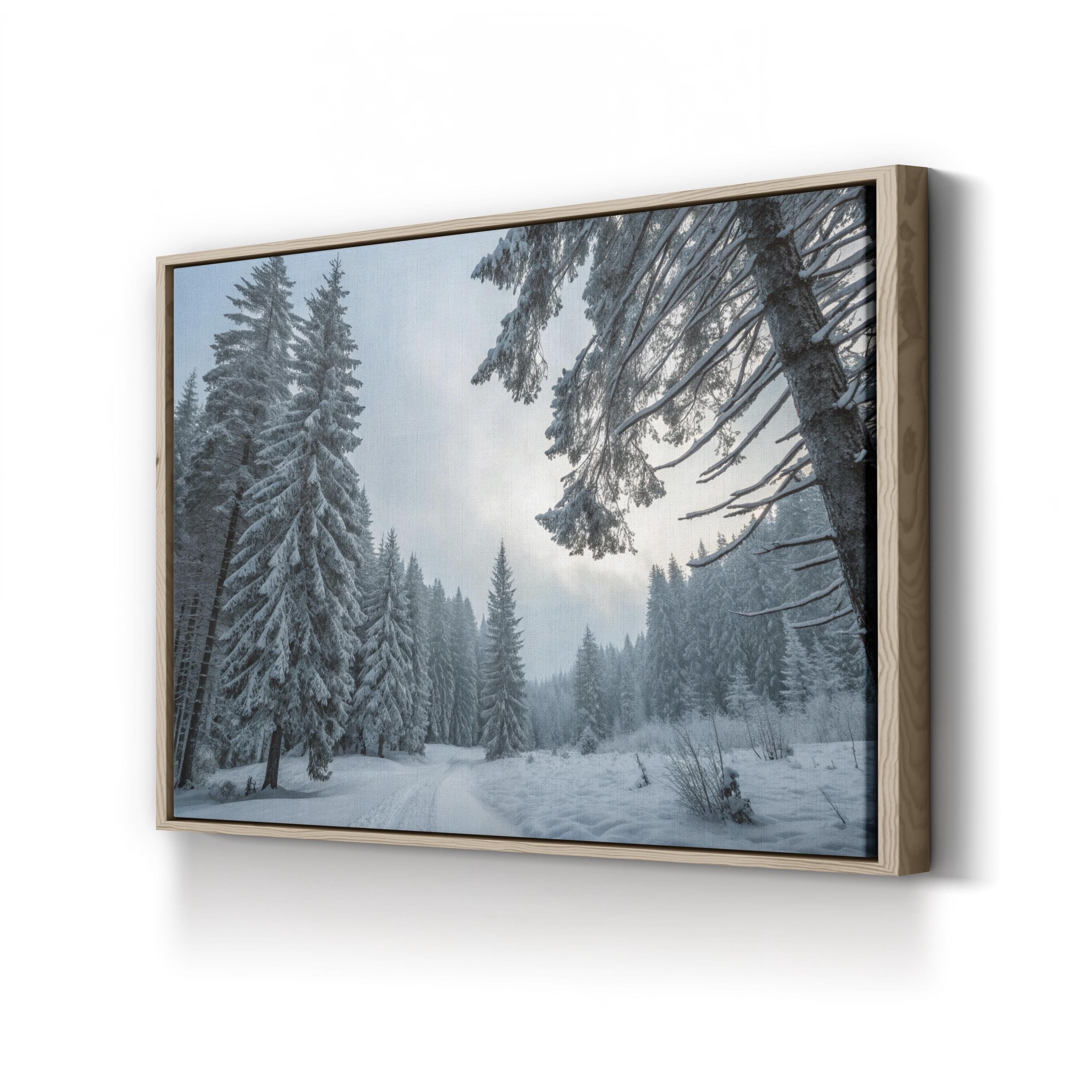 Winter Forest Snow Trees – Vintage Photography Wall Art | Cozy Landscape Canvas Print