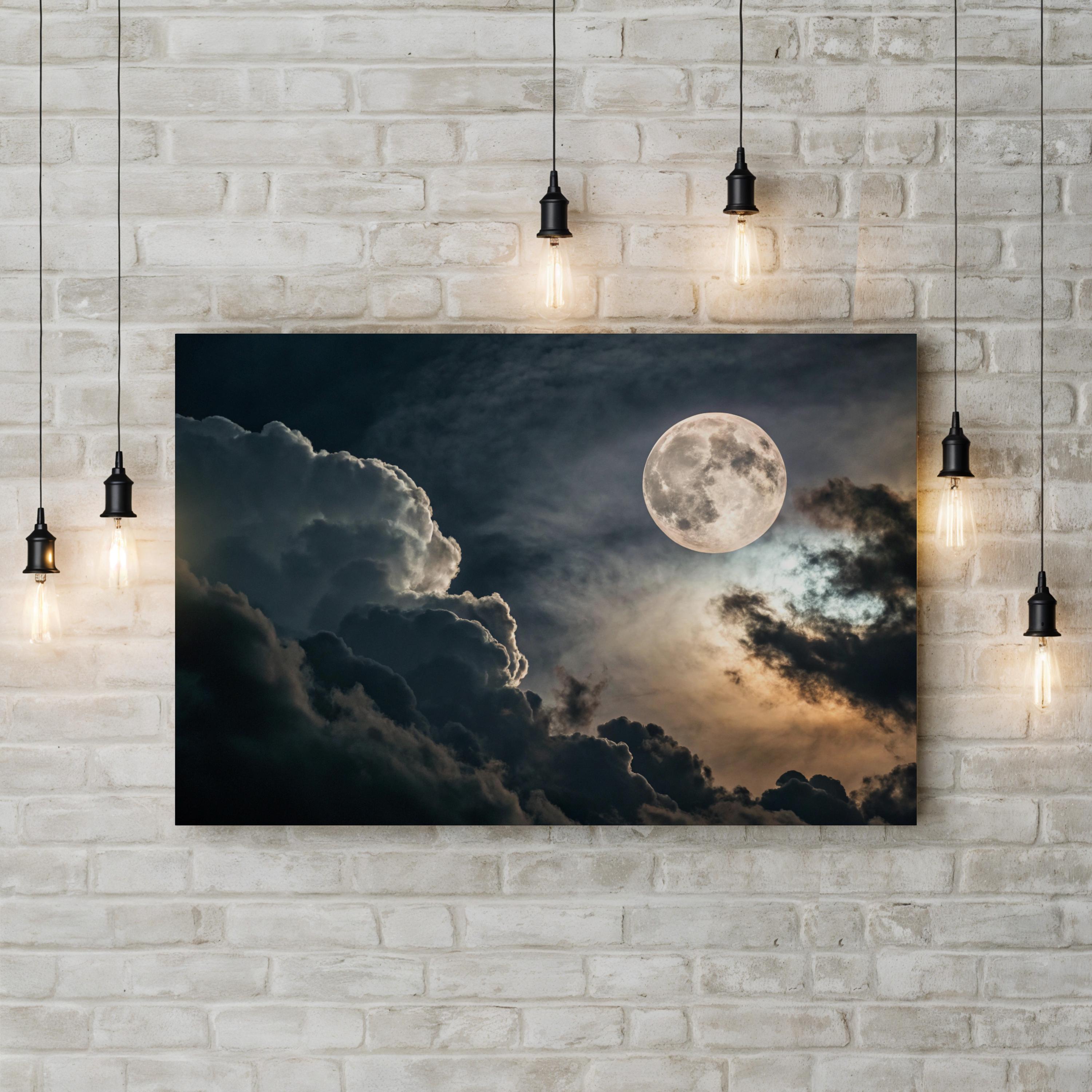 Mystical Full Moon – Vintage Photography Wall Art | Celestial Night Canvas Print