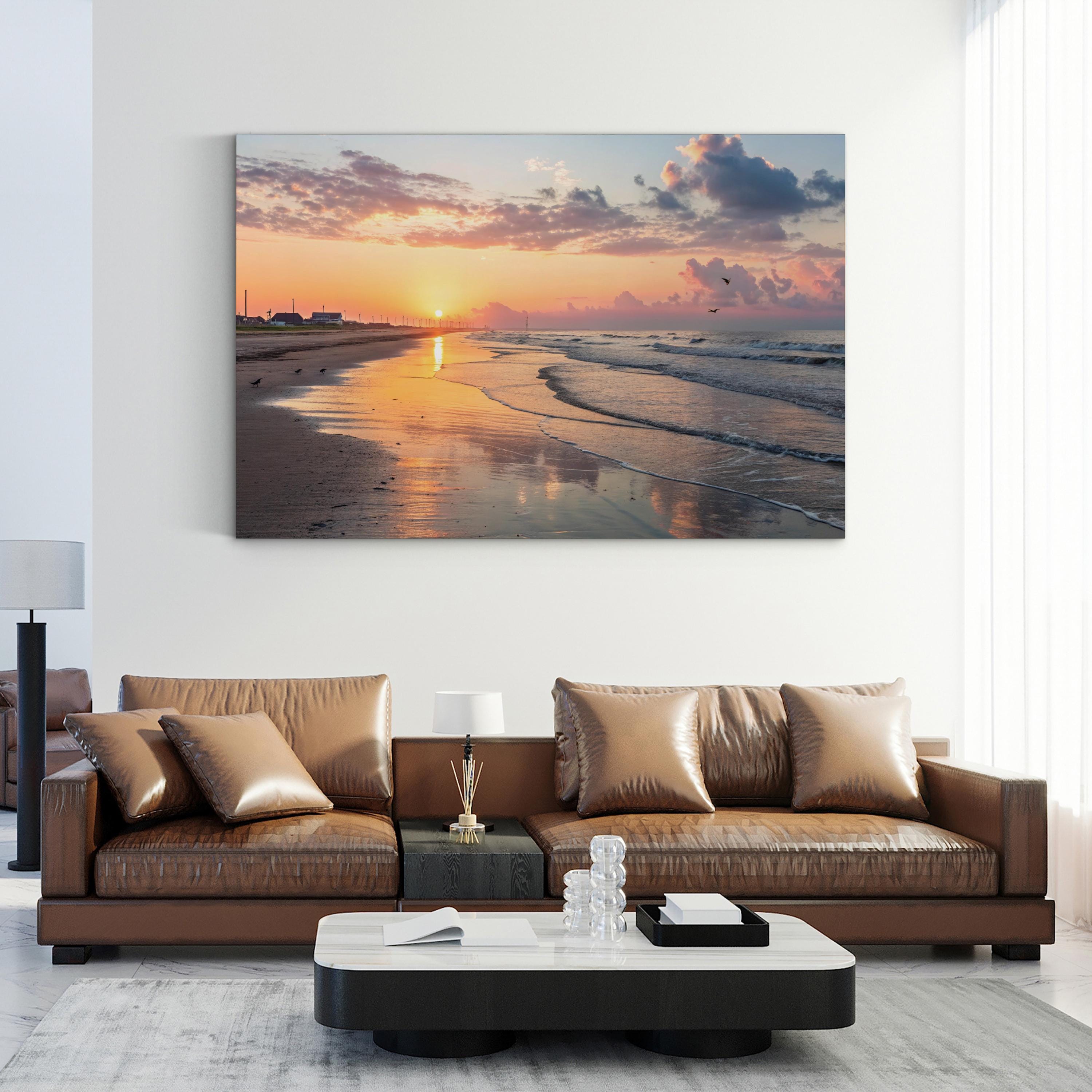 Galveston Island Sunset Wall Art — Coastal Texas Seascape Canvas Print