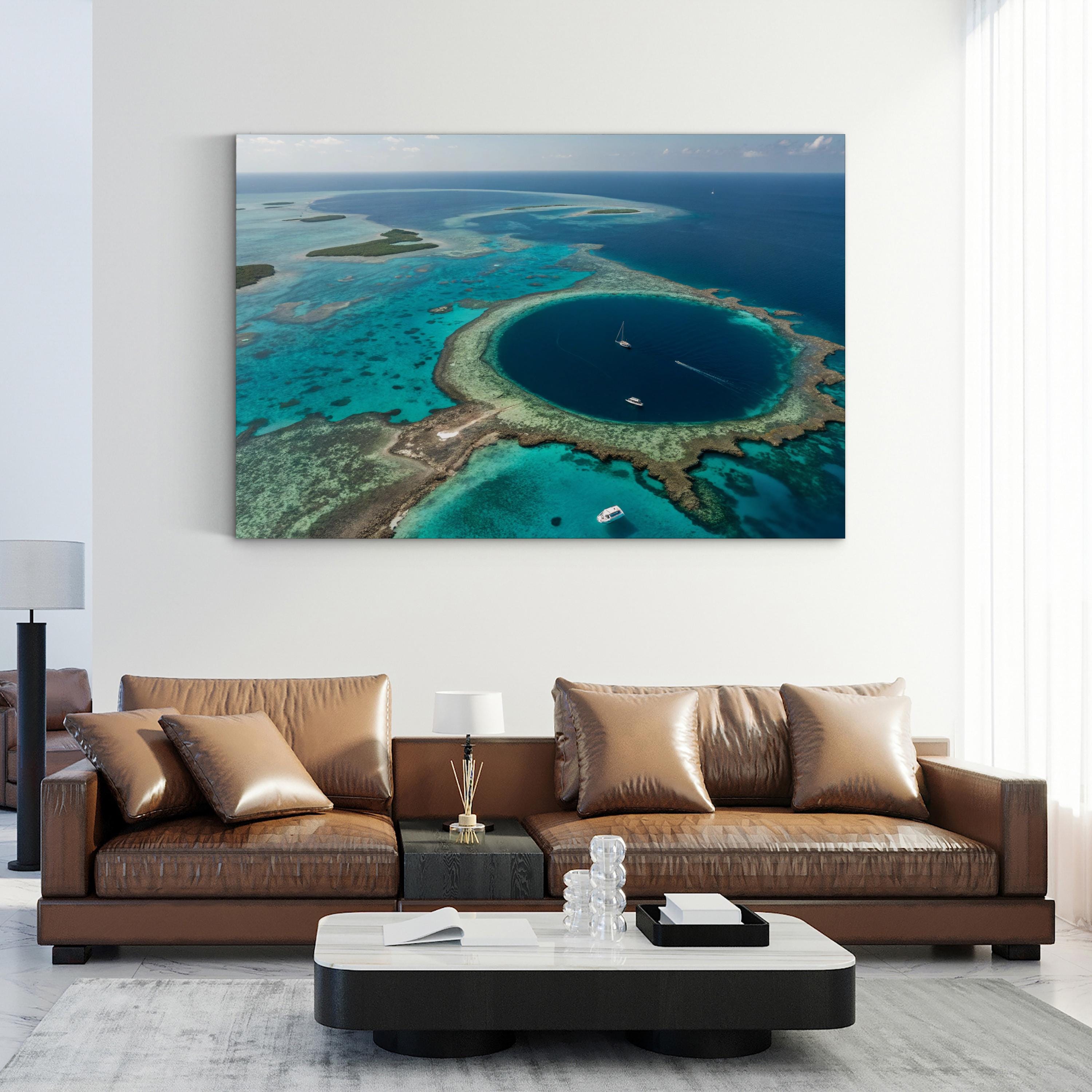 Great Blue Hole Canvas Wall Art – Aerial View of Belize