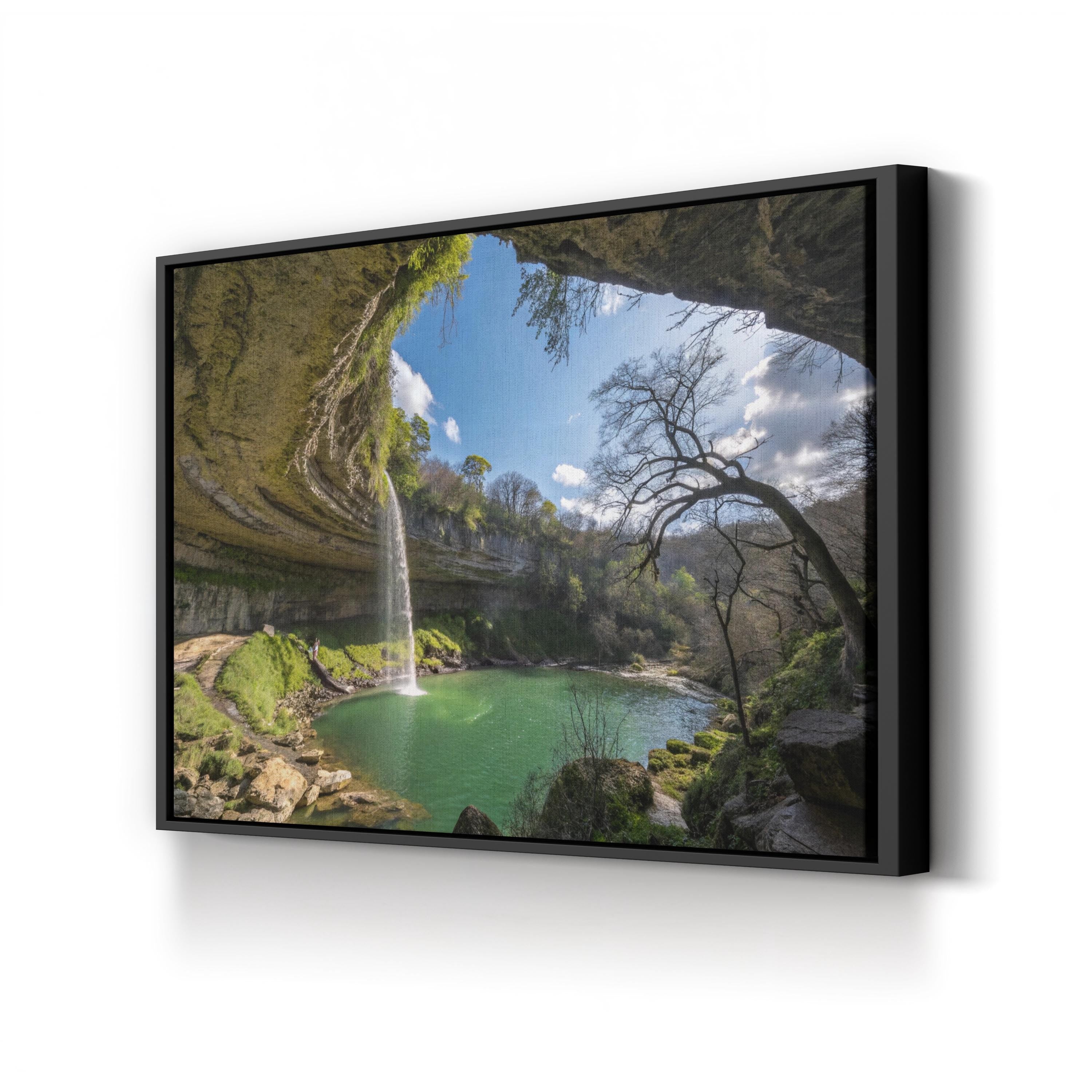 Hamilton Pool Waterfall – Vintage Photography Wall Art | Texas Nature Canvas Print