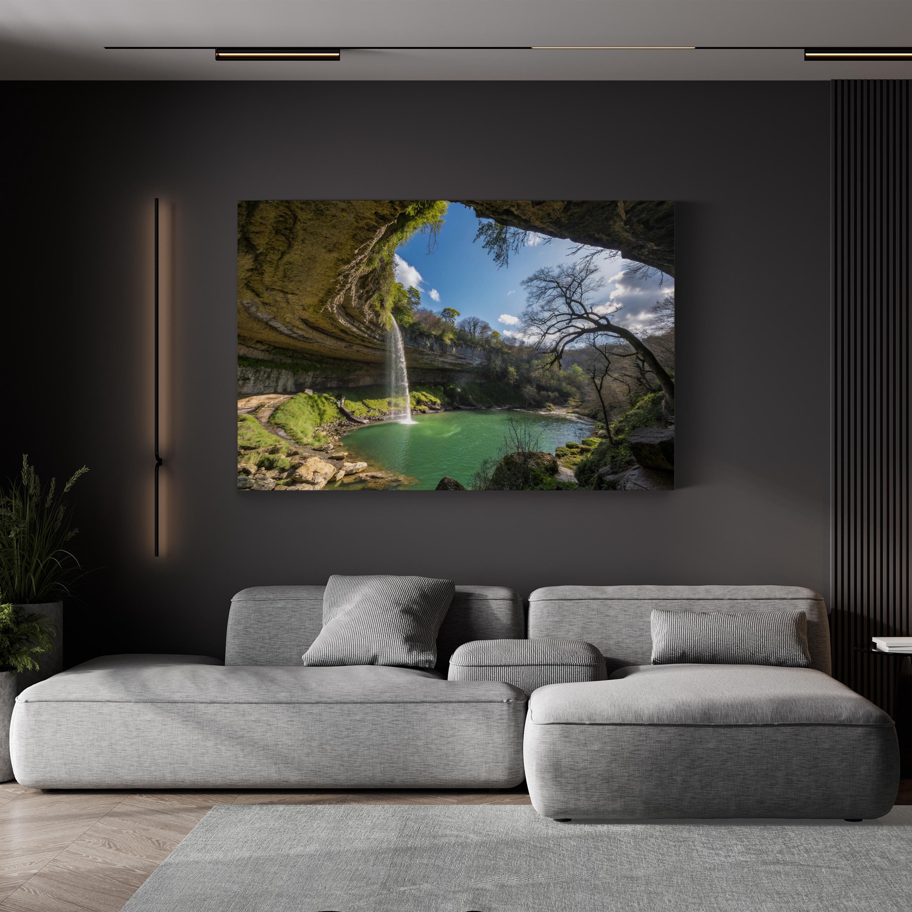 Hamilton Pool Waterfall – Vintage Photography Wall Art | Texas Nature Canvas Print