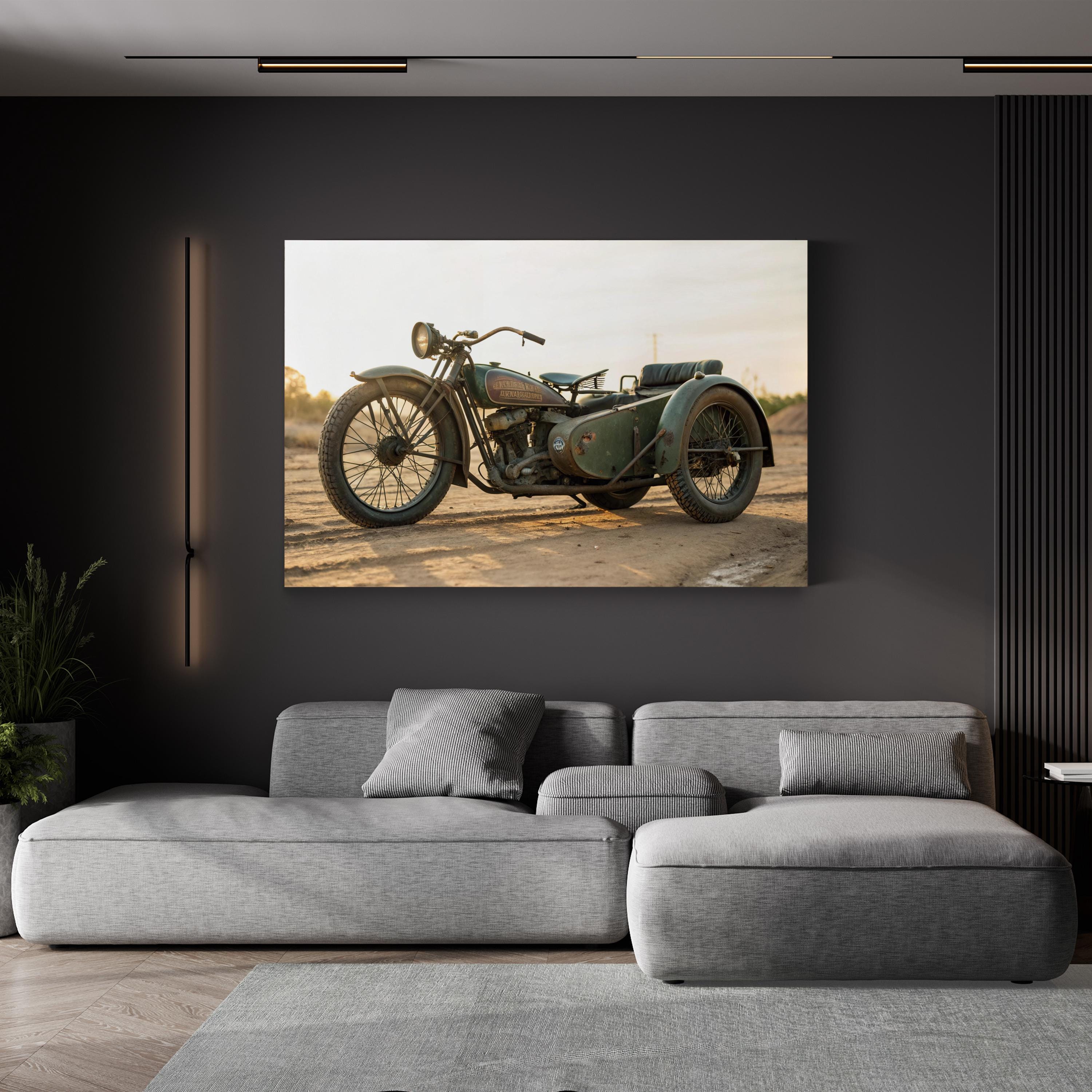 1919 Harley-Davidson Motorcycle Wall Art — Vintage Early 20th Century Motorcycling Print