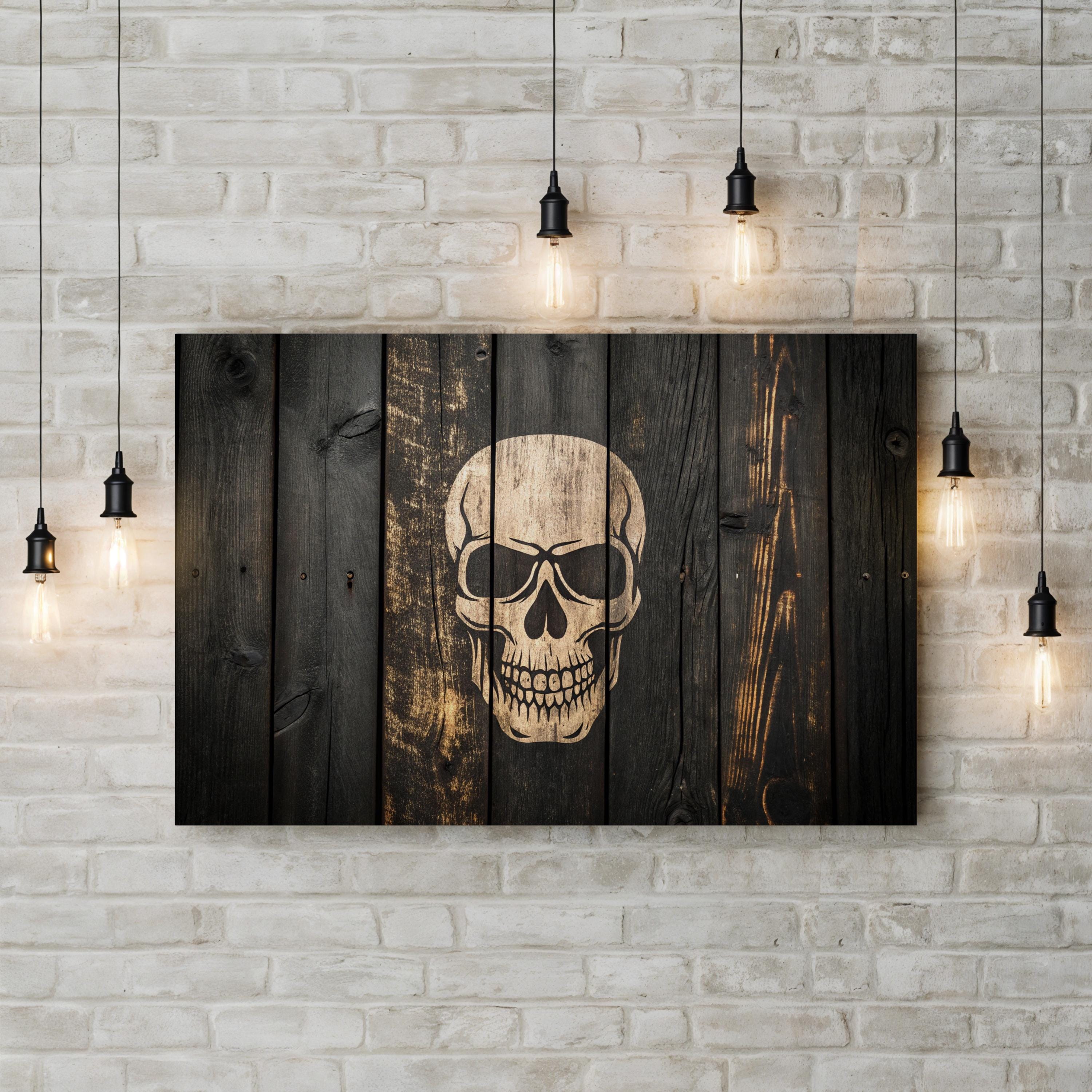Distressed Skull Gothic – Period Illustration Wall Art | Dark Memento Mori Canvas Print