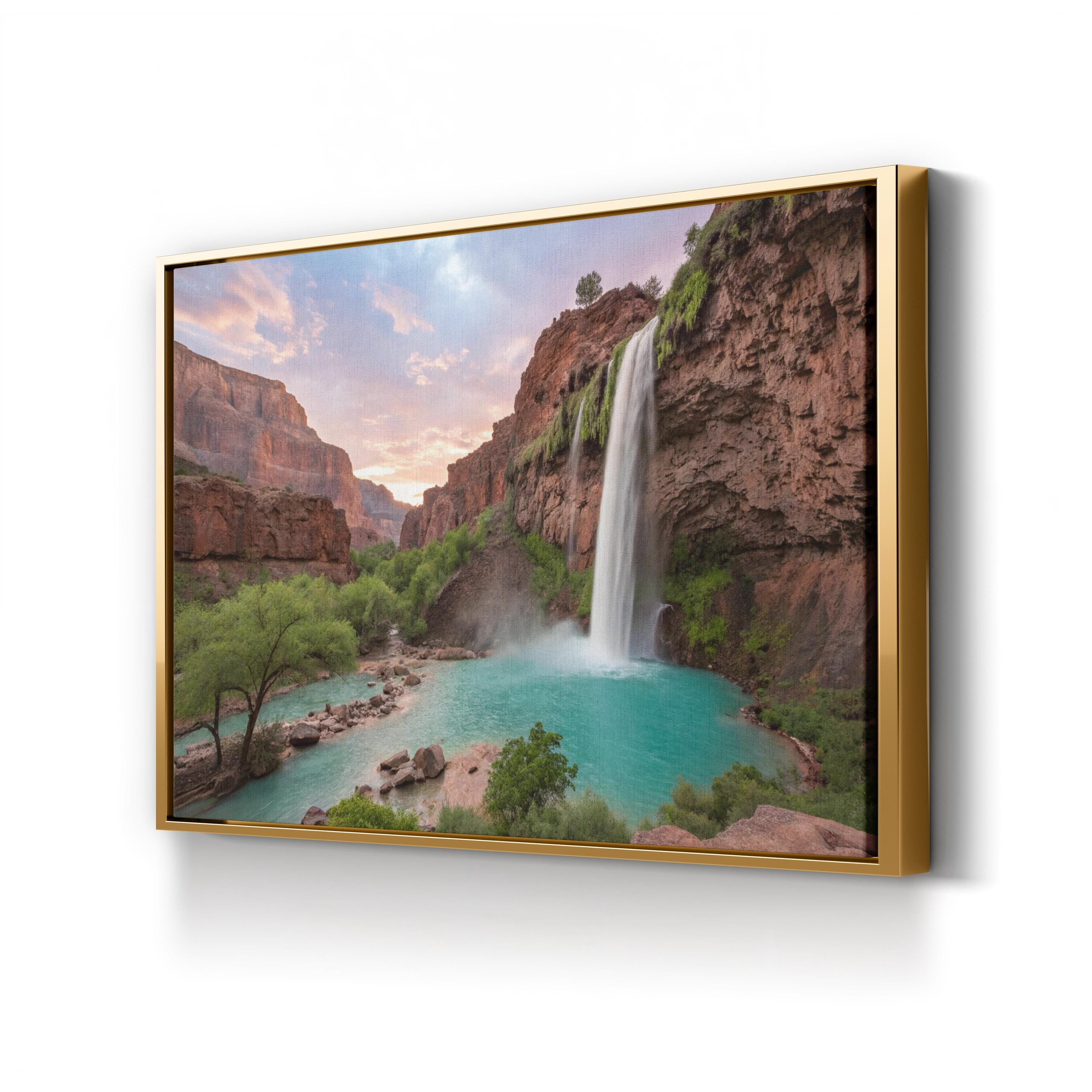 Havasu Falls Arizona – Vintage Photography Wall Art | Turquoise Waterfall Canvas Print