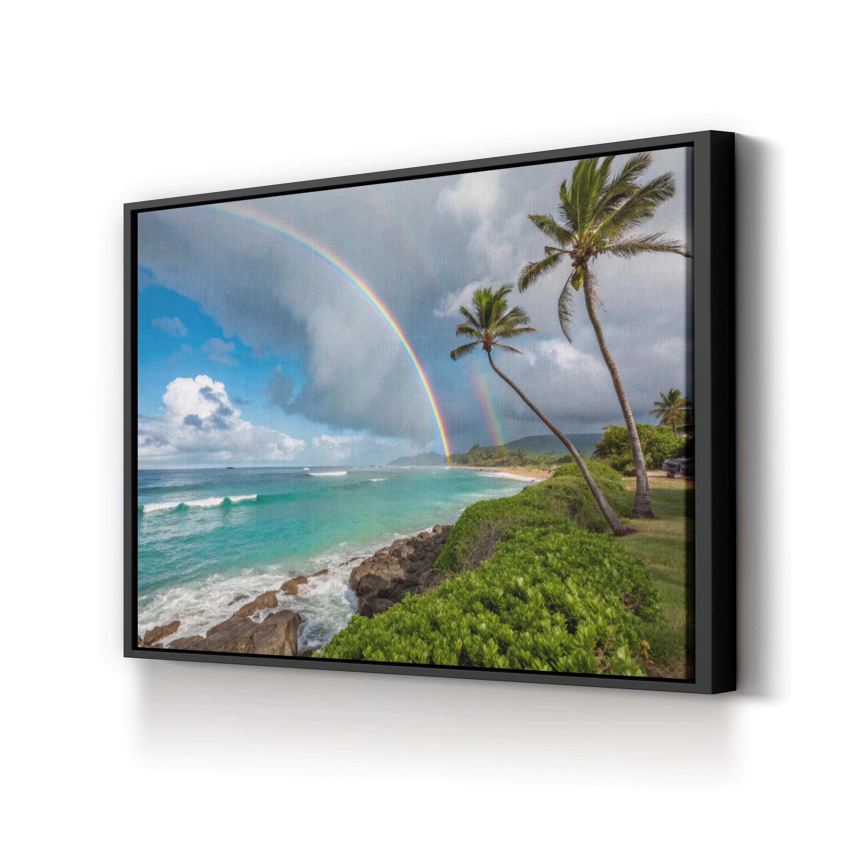 Hawaiian Beach Shoreline Wall Art — Tropical Island Seascape Canvas Print