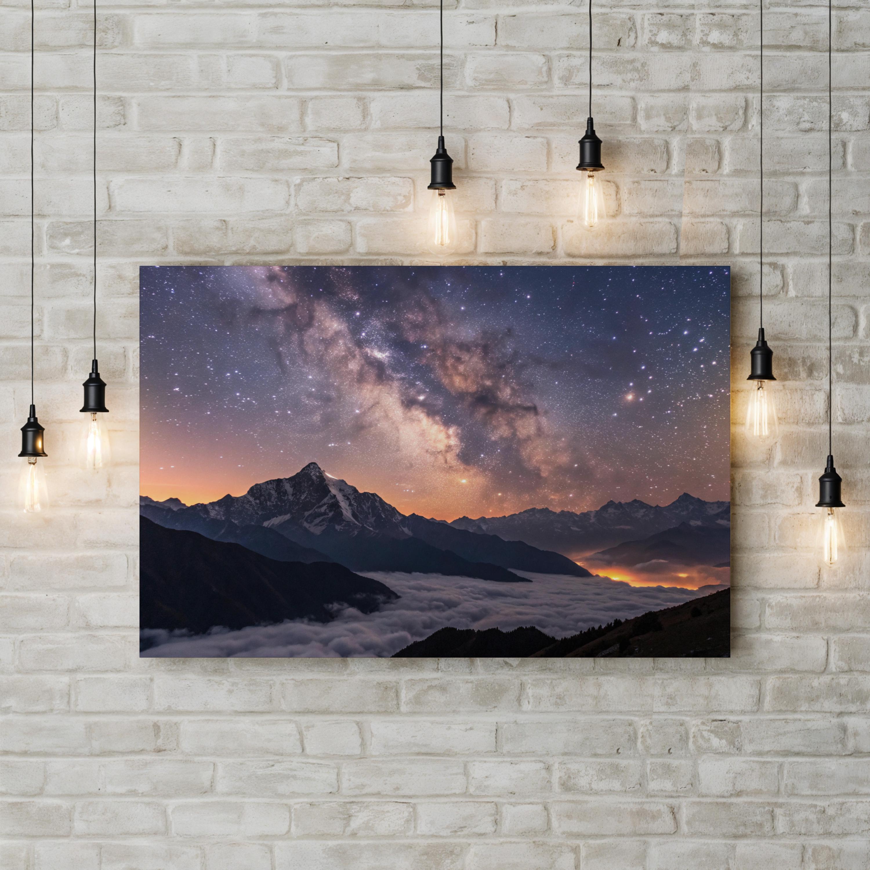 Himalayan Starry Night – Vintage Photography Wall Art | Mountain Landscape Canvas Print