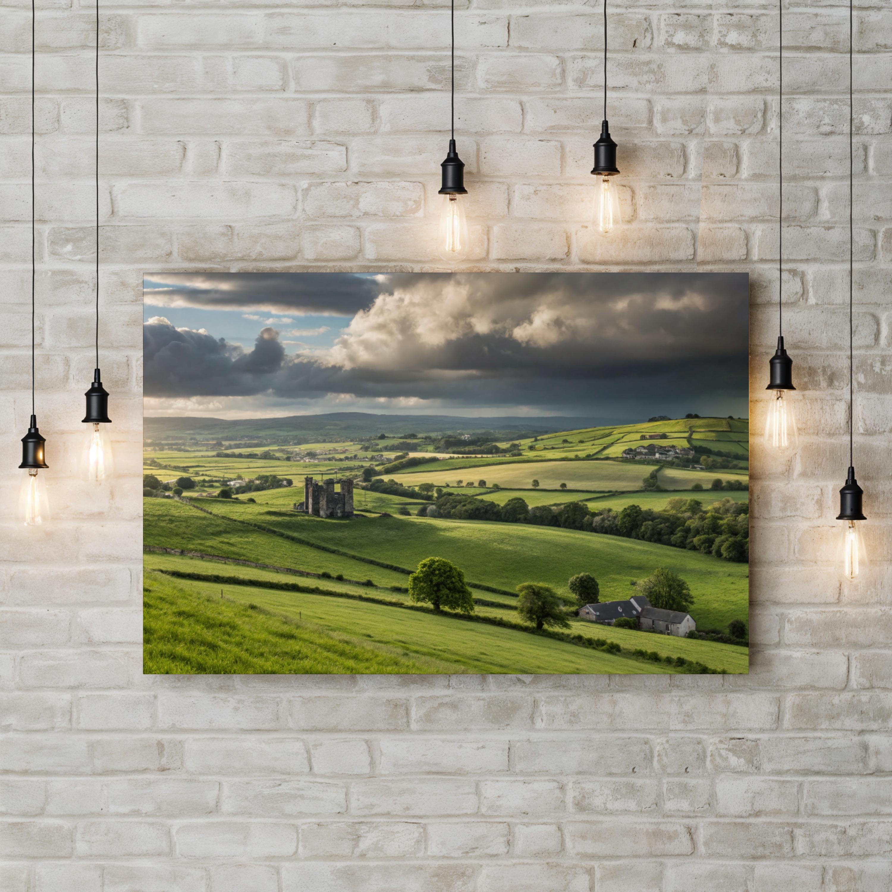 Irish Countryside Green Hills – Vintage Photography Wall Art | Landscape Canvas Print