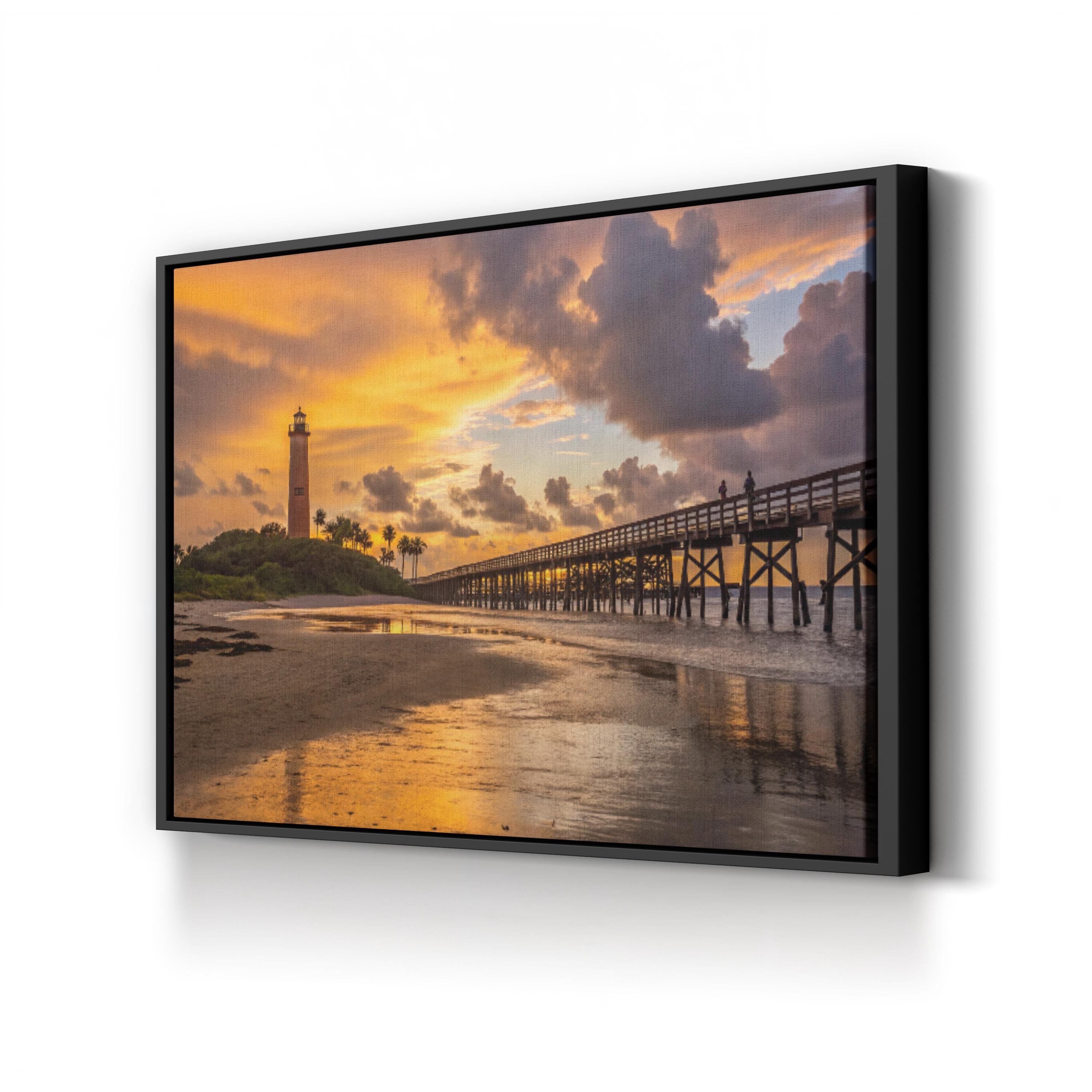 Jupiter Florida Pier Sunset Canvas Art – Coastal Seascape Print