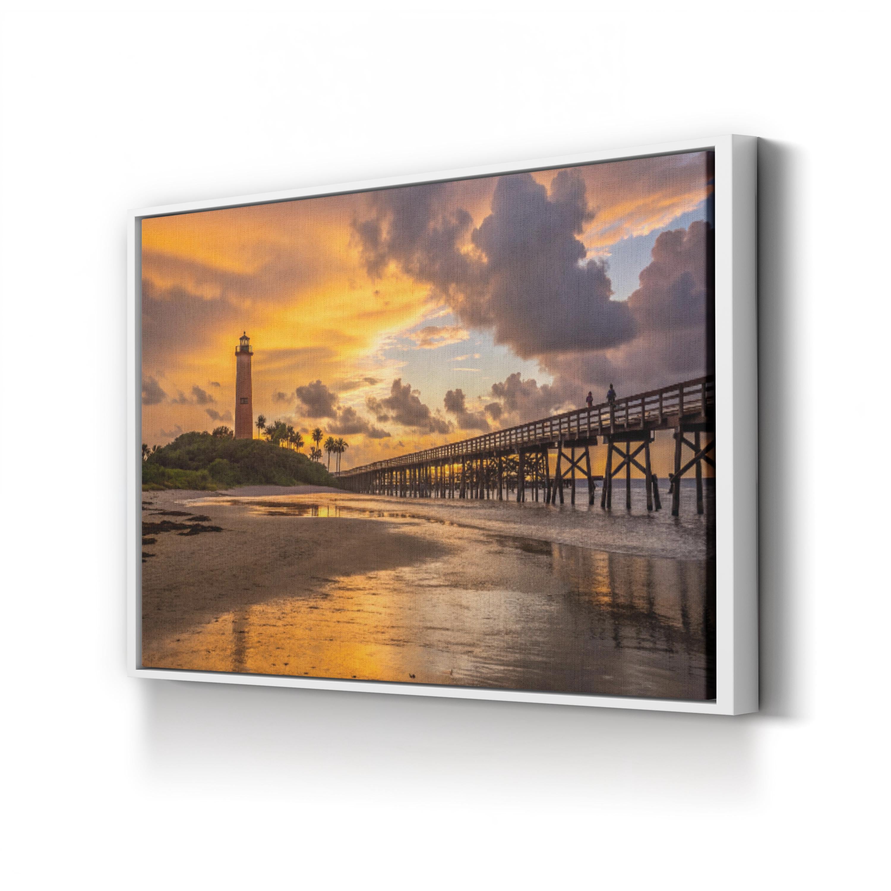 Jupiter Florida Pier Sunset Canvas Art – Coastal Seascape Print