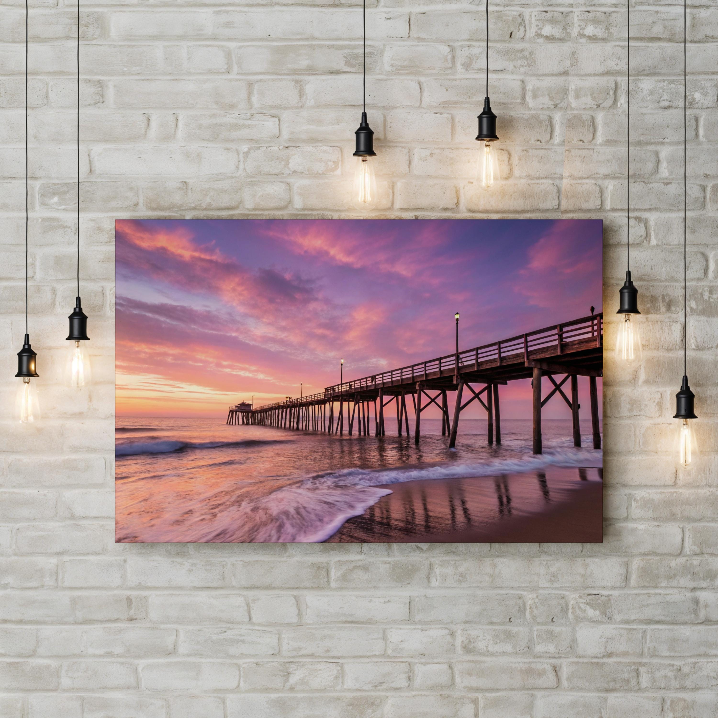 Jersey Shore Sunset Canvas Print – Coastal Pier Seascape
