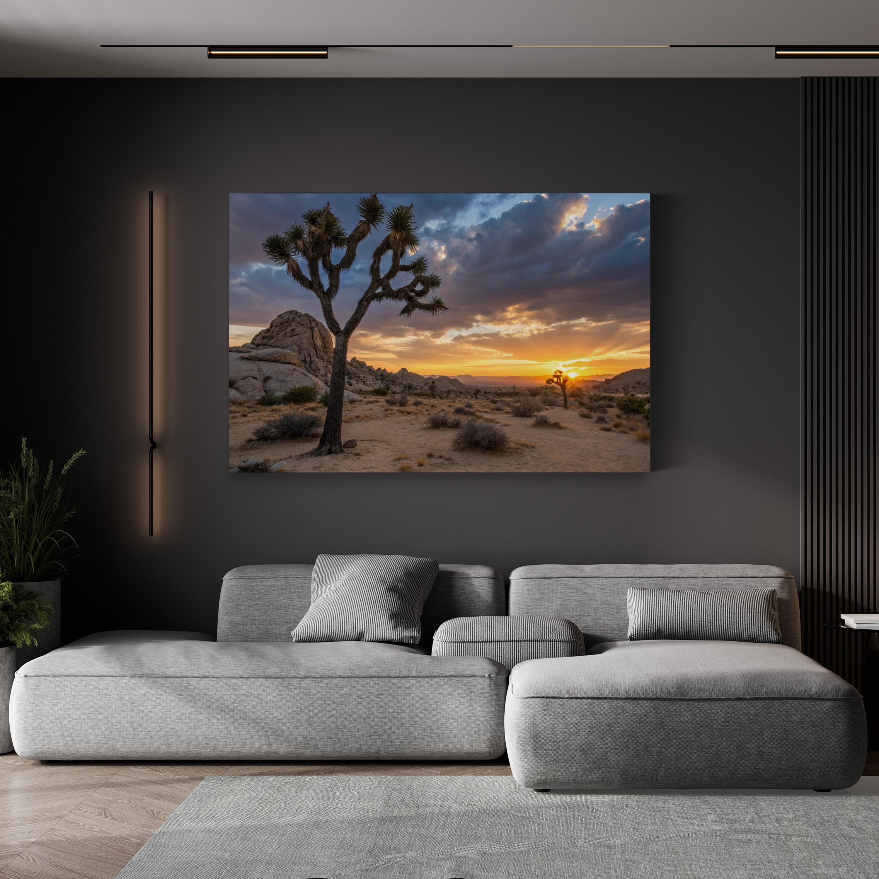 Joshua Tree Desert Sunset – Vintage Photography Wall Art | Southwest Canvas Print