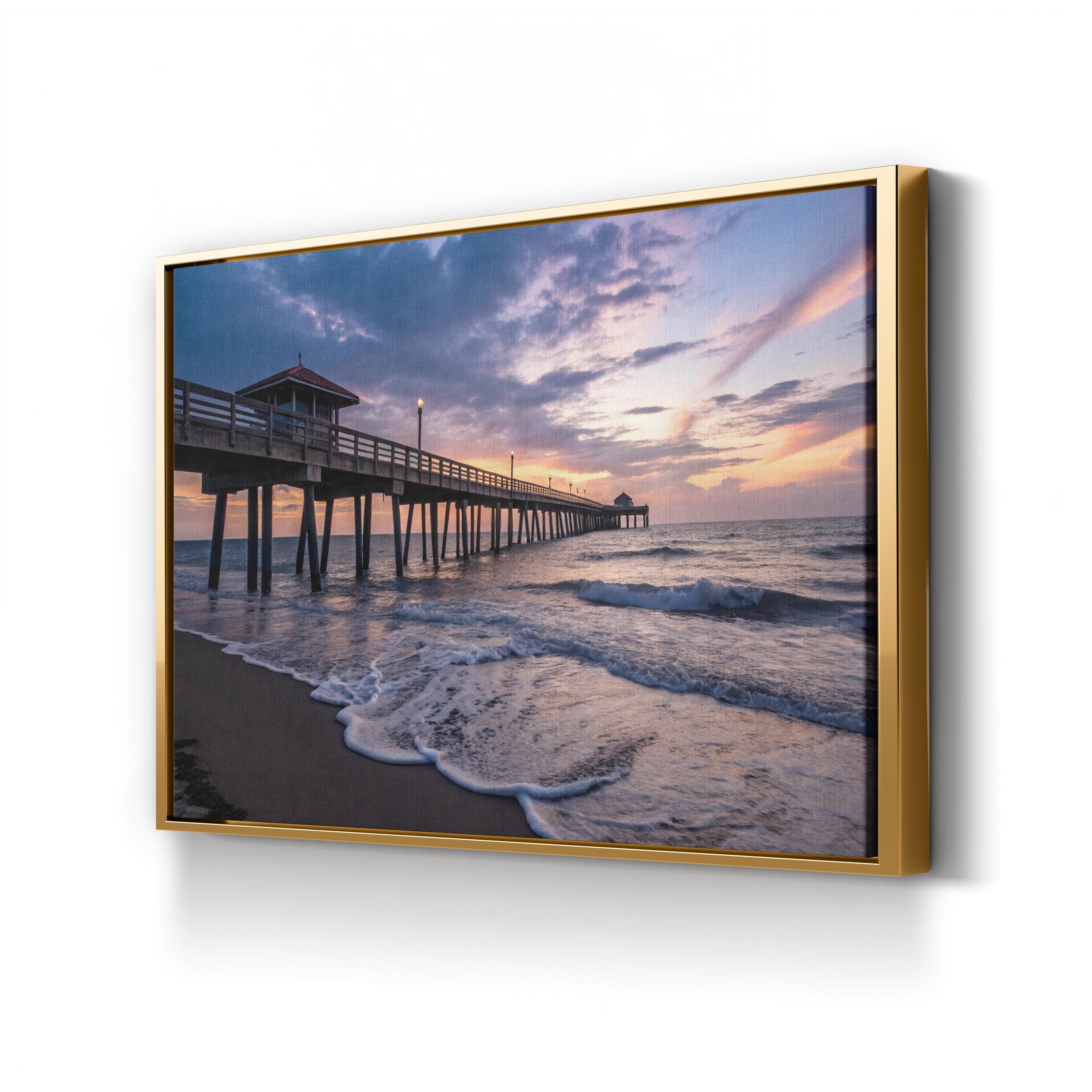 Juno Beach Pier Sunset Canvas Art – Coastal Landscape Print