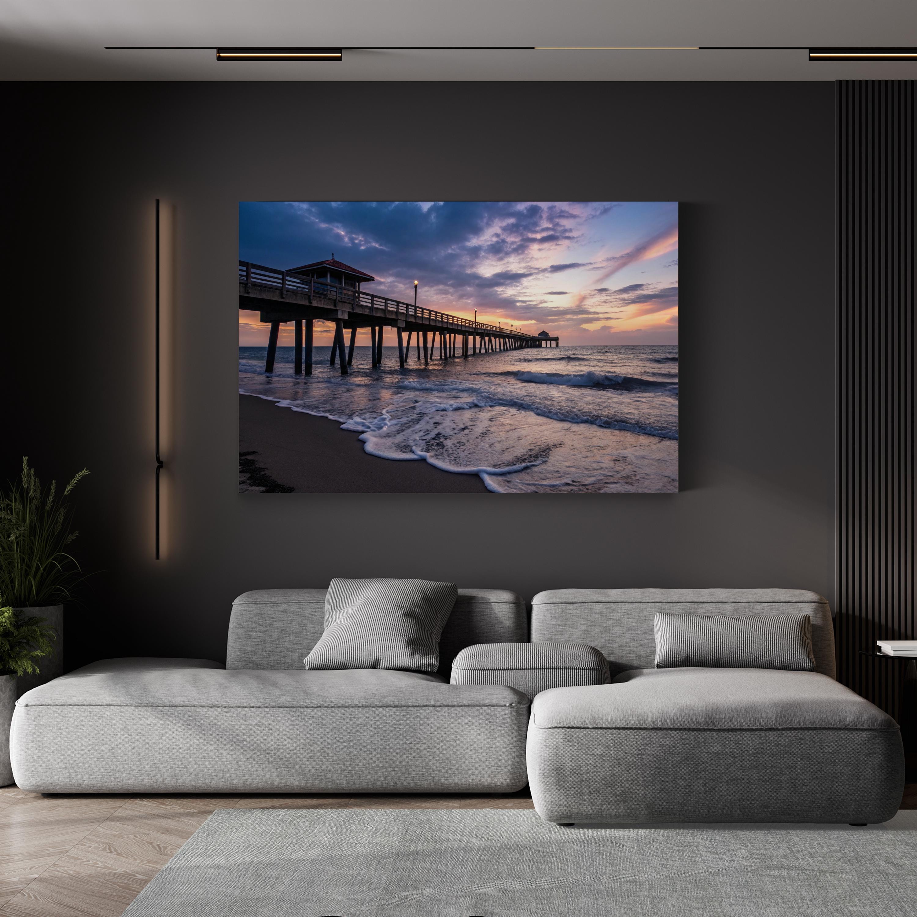 Juno Beach Pier Sunset Canvas Art – Coastal Landscape Print