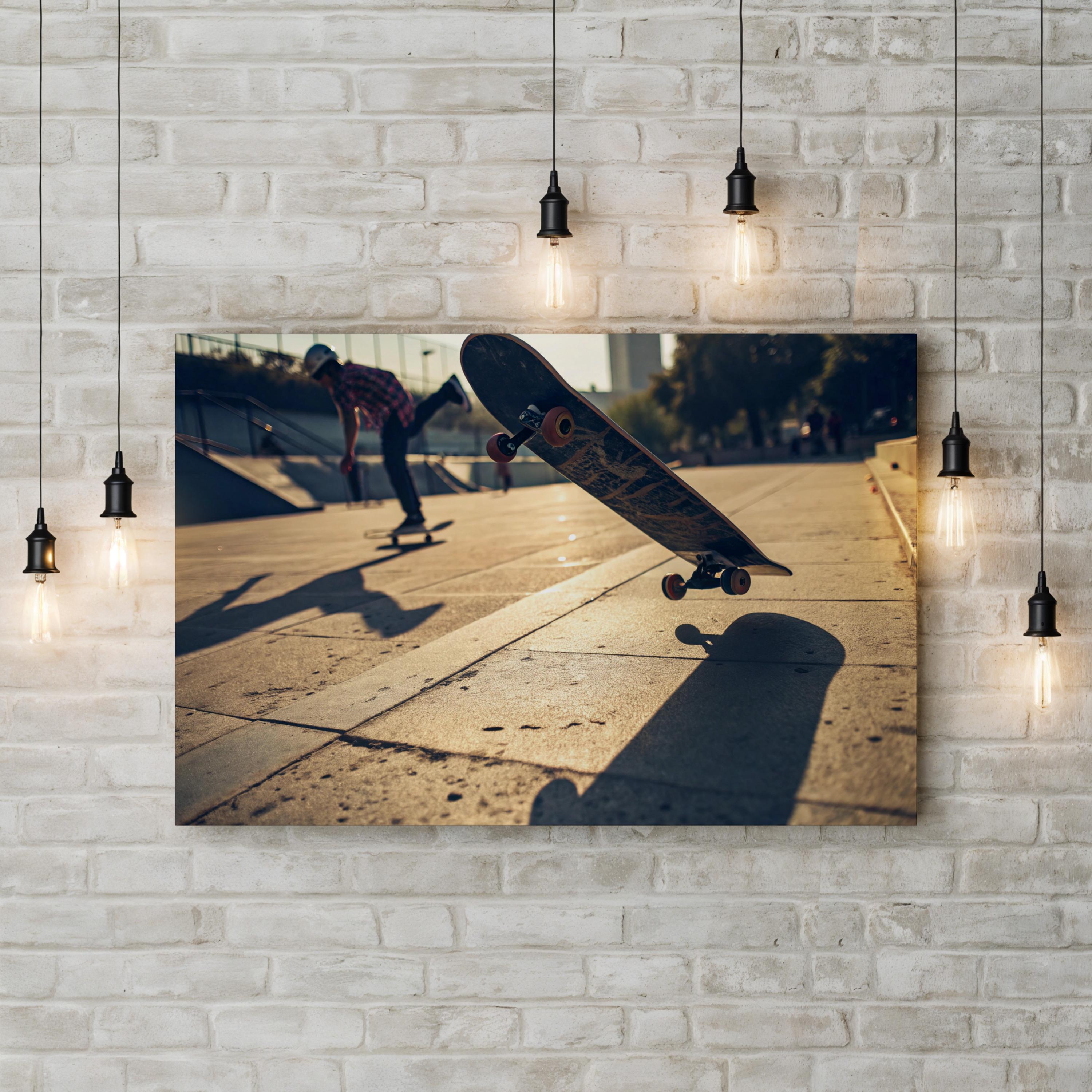 Kickflip Skateboarder – Vintage Photography Wall Art | Urban Street Canvas Print