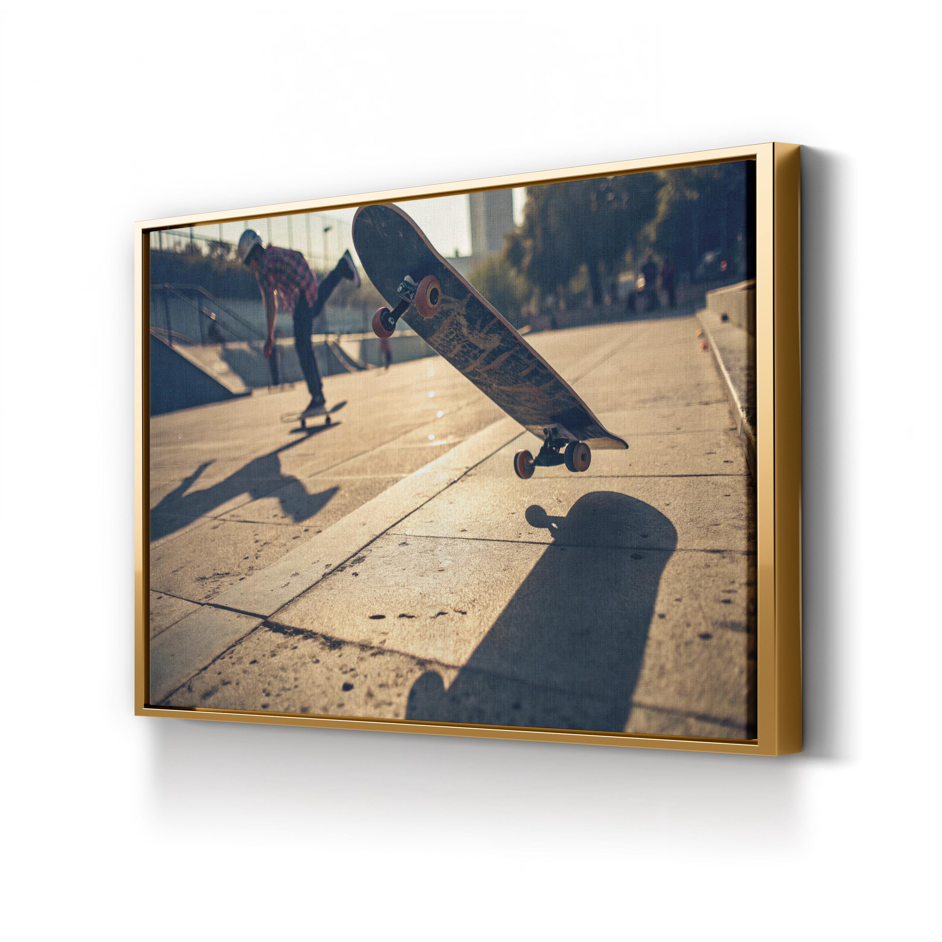Kickflip Skateboarder – Vintage Photography Wall Art | Urban Street Canvas Print