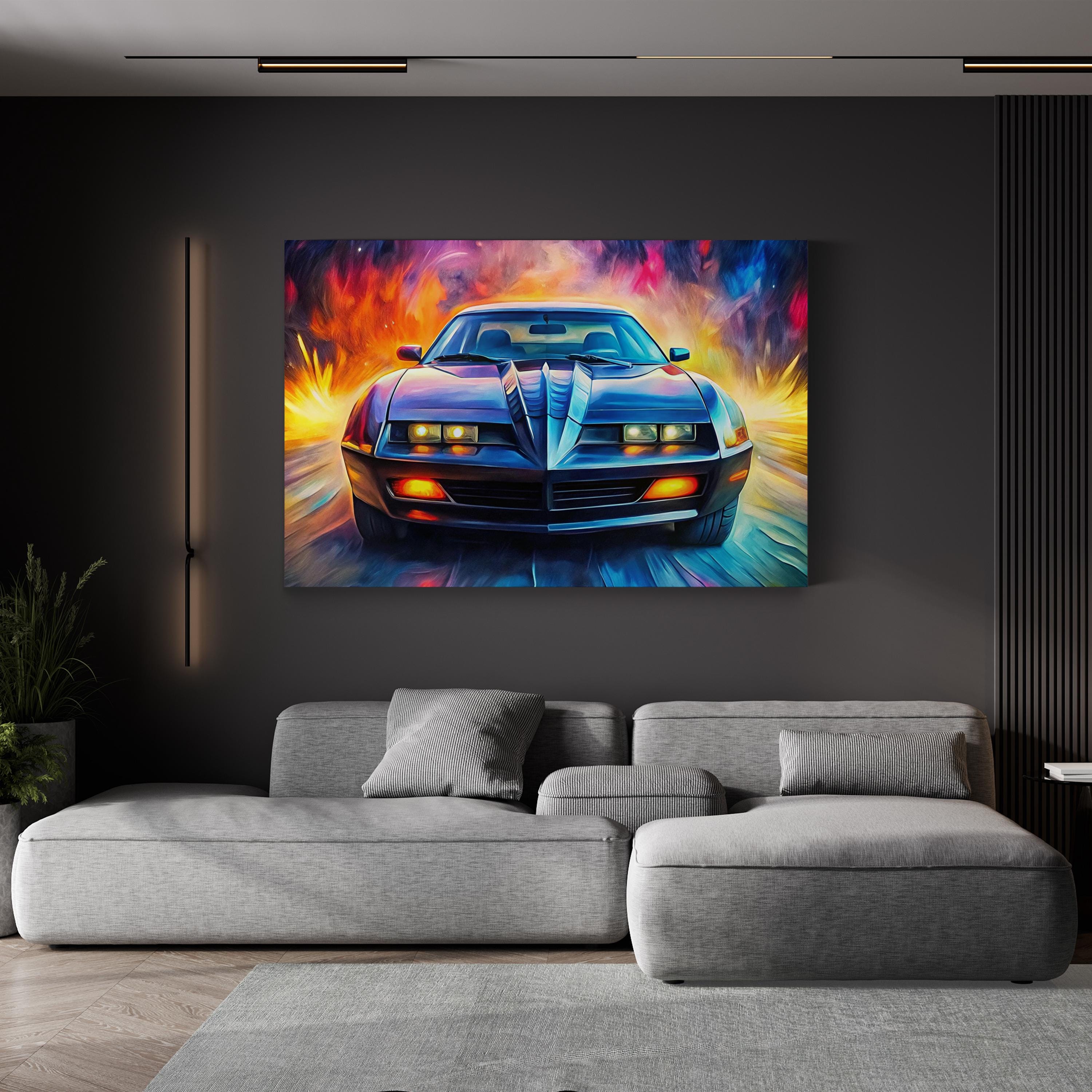Knight Rider Retro 80s Car – Period Illustration Wall Art | Sports Car Canvas Print