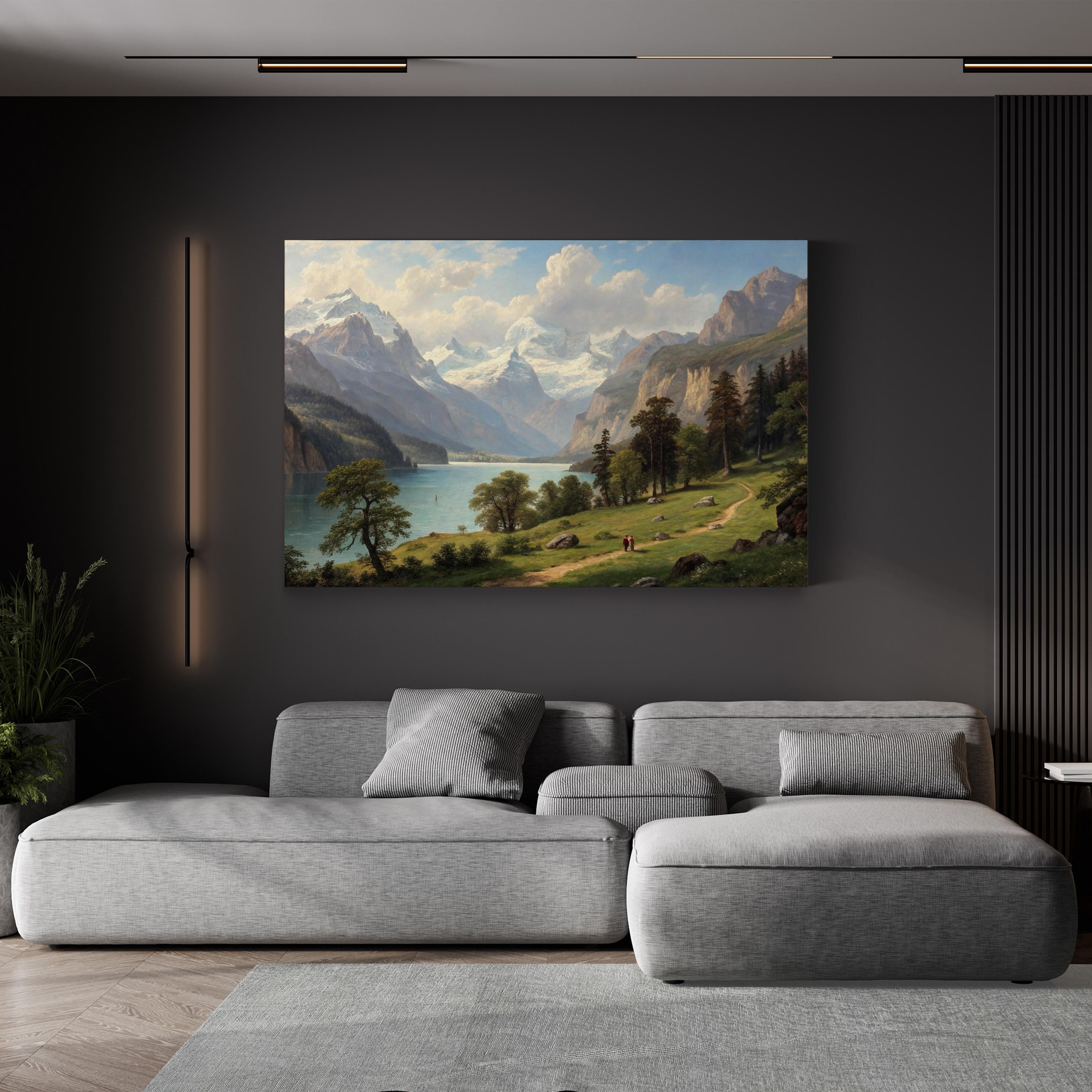 Lake Lucerne, Swiss Alps, Lucerne, Switzerland Wall Art — Scenic Alpine Landscape Canvas Print