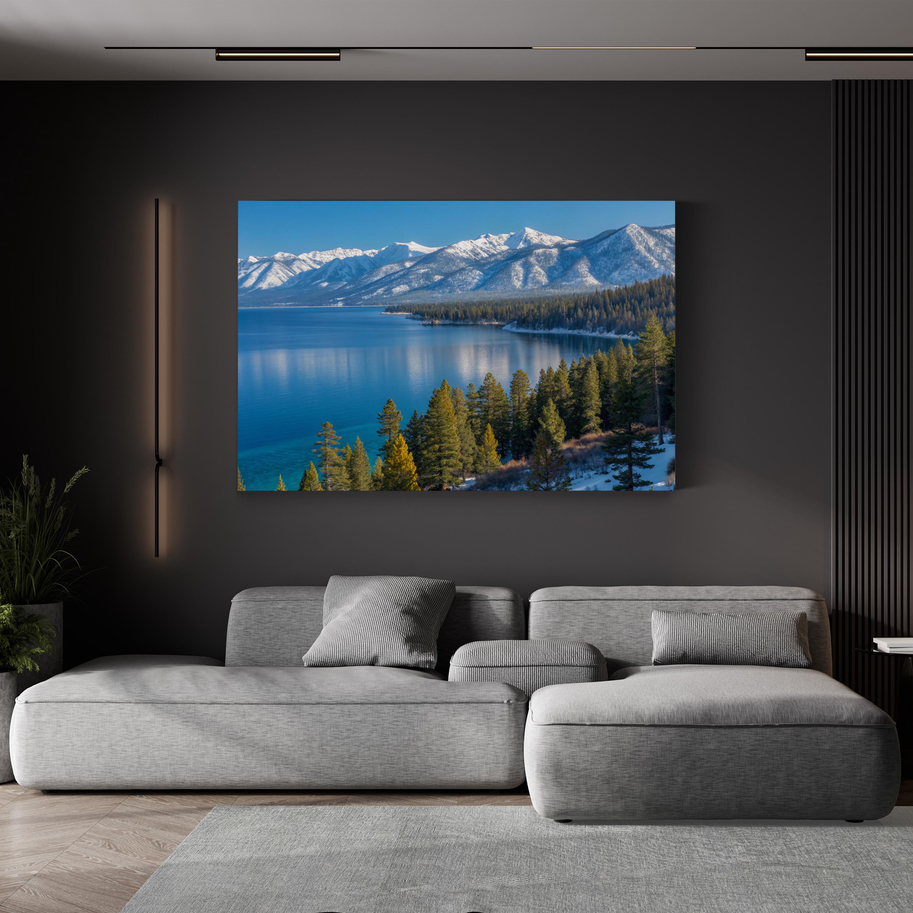 Lake Tahoe Canvas Art – Framed Mountain Landscape