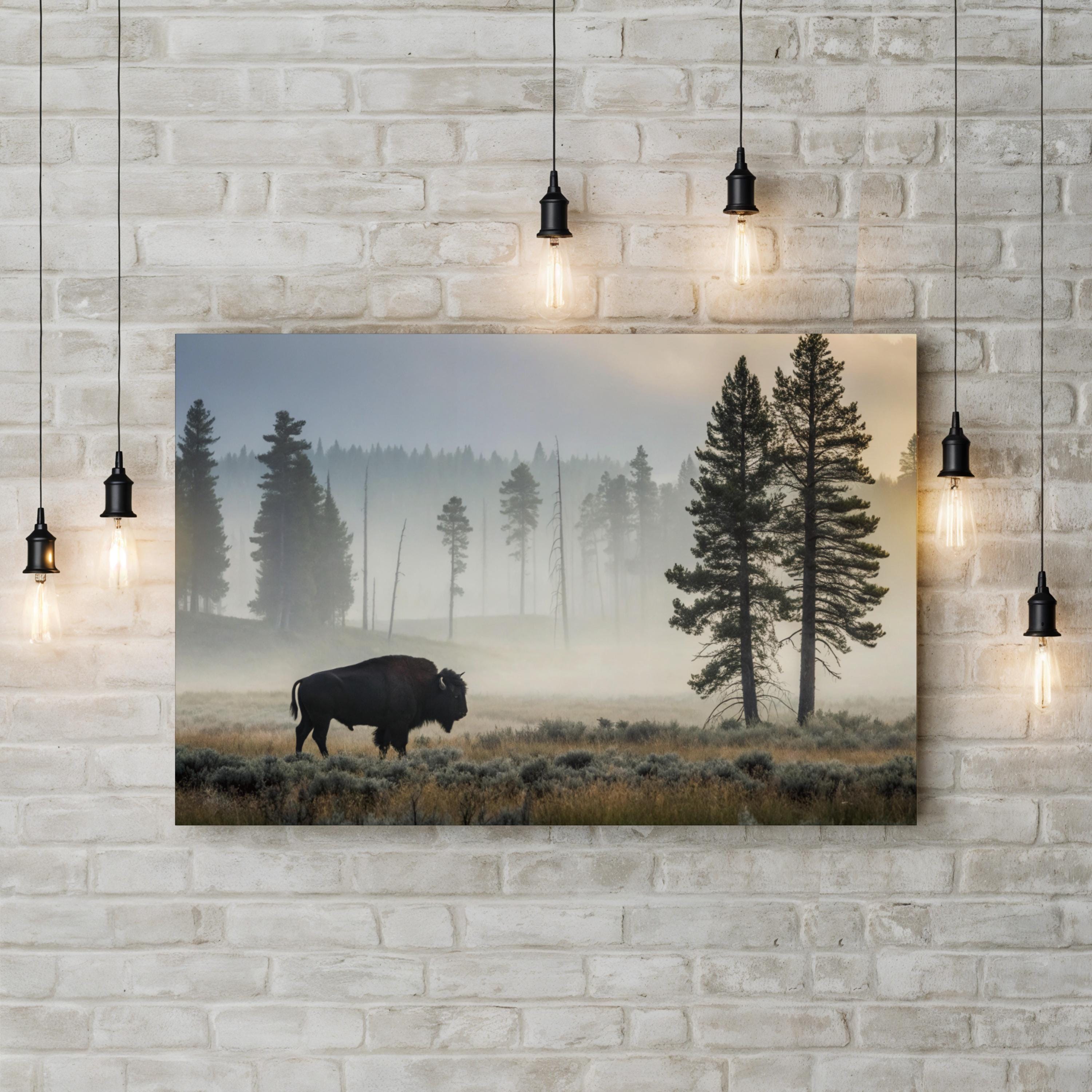 Lone Buffalo Canvas – Wild West Landscape Wall Art