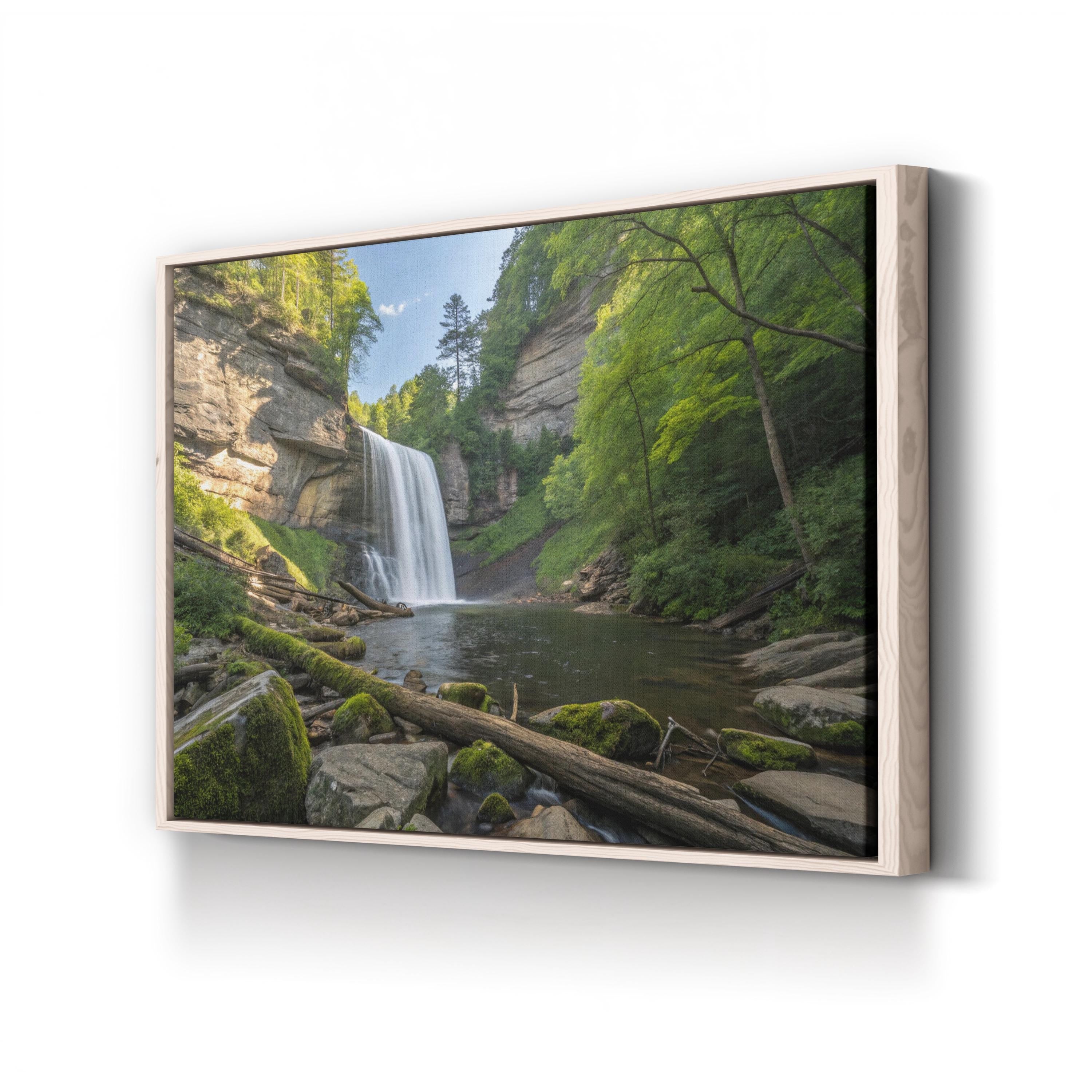 Looking Glass Falls Forest – Vintage Photography Wall Art | Waterfall Canvas Print