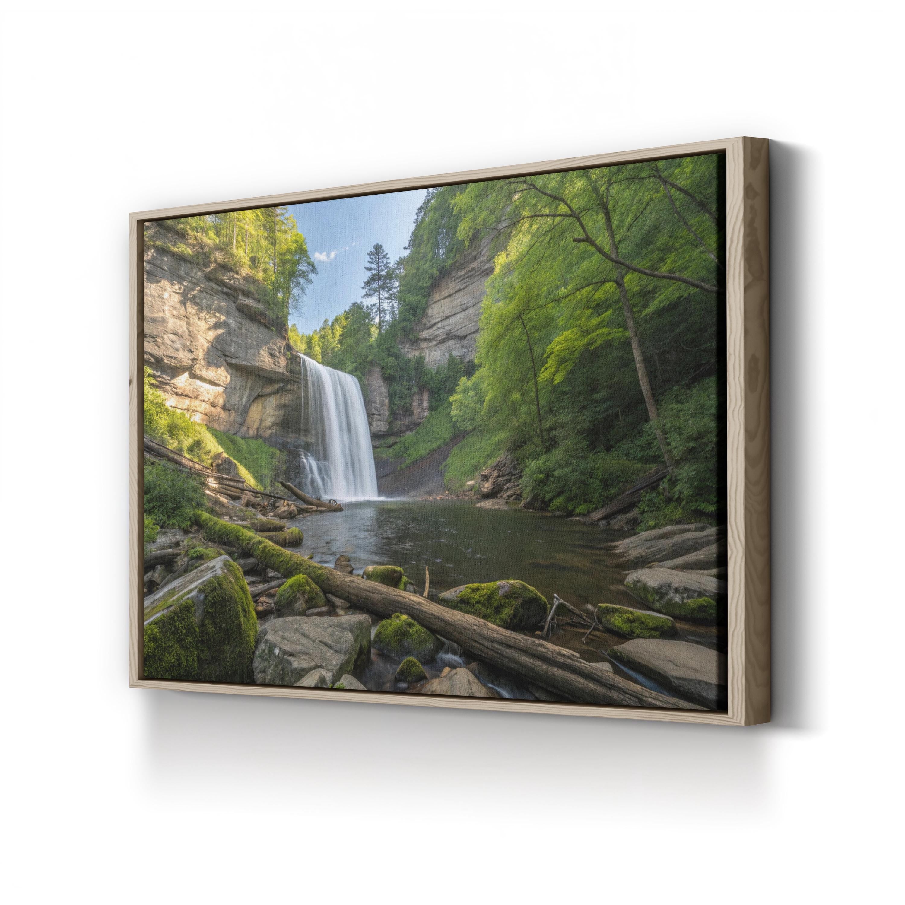 Looking Glass Falls Forest – Vintage Photography Wall Art | Waterfall Canvas Print