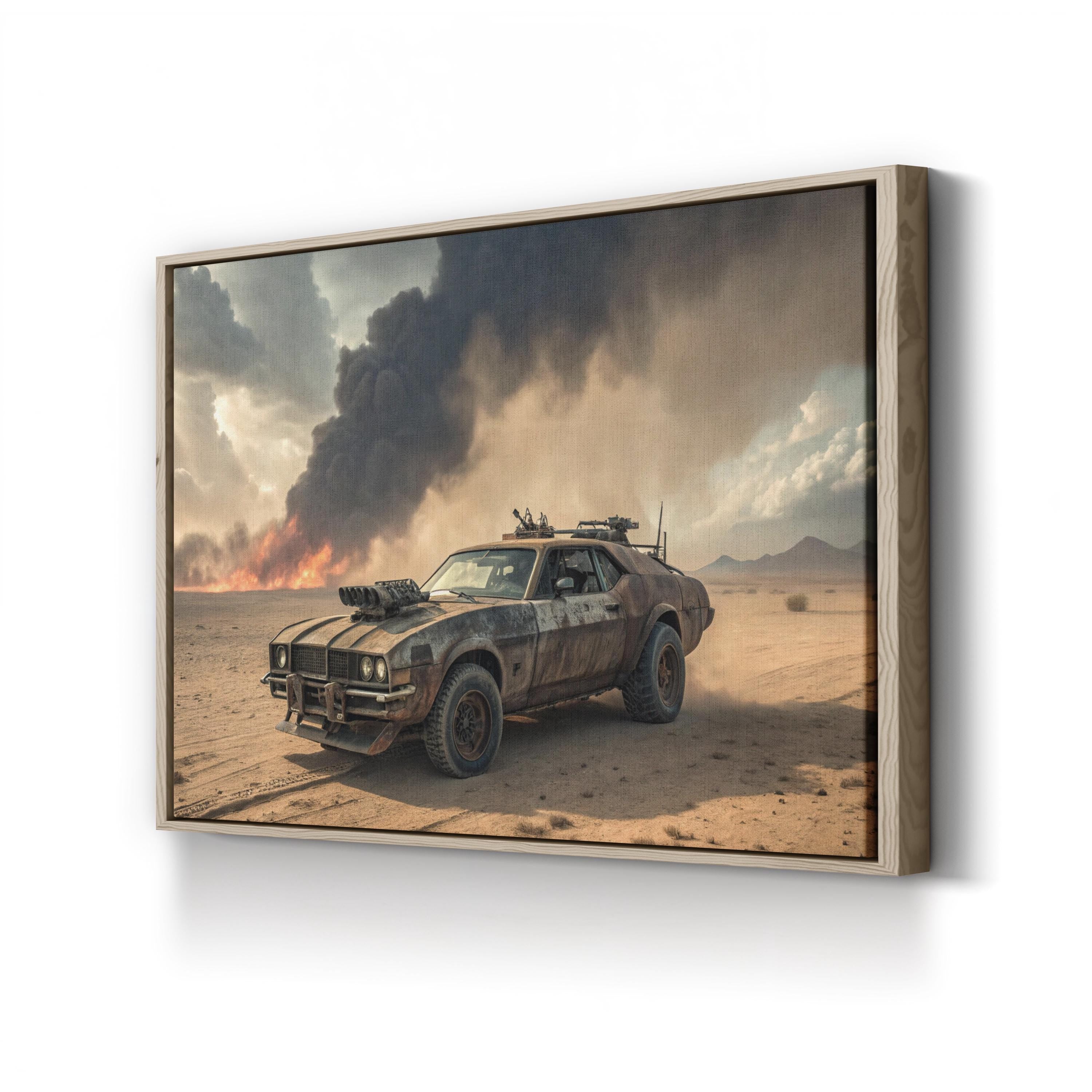 Mad Max Muscle Car – Period Illustration Wall Art | Dystopian Automotive Canvas Print