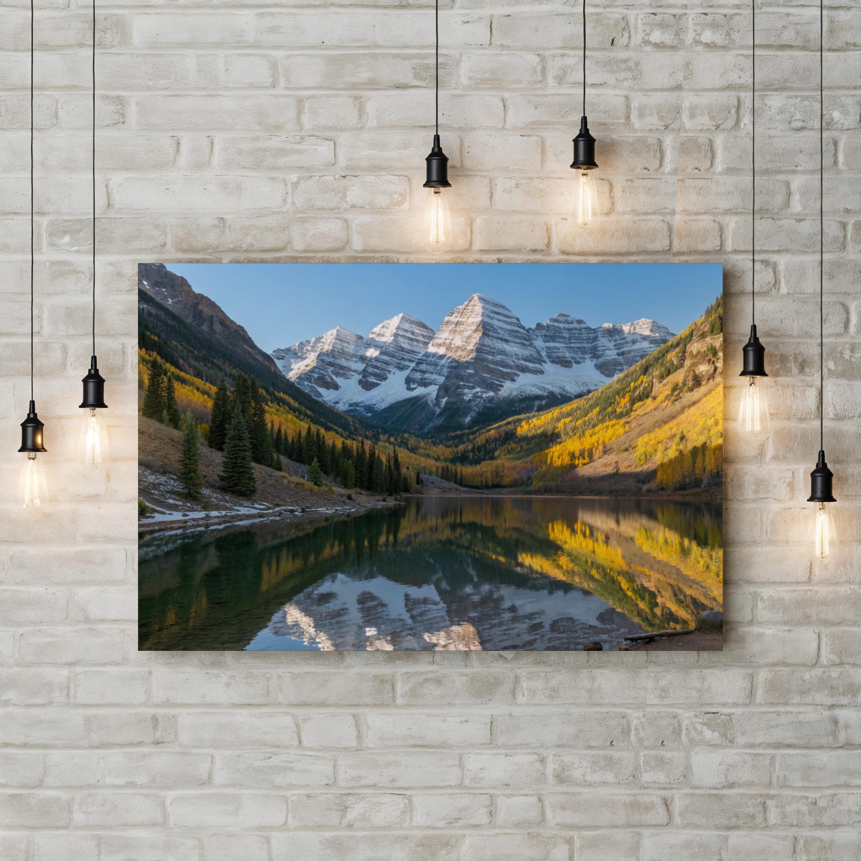 Maroon Bells Winter Snow, Colorado – Vintage Photography Wall Art | Rocky Mountain Canvas Print