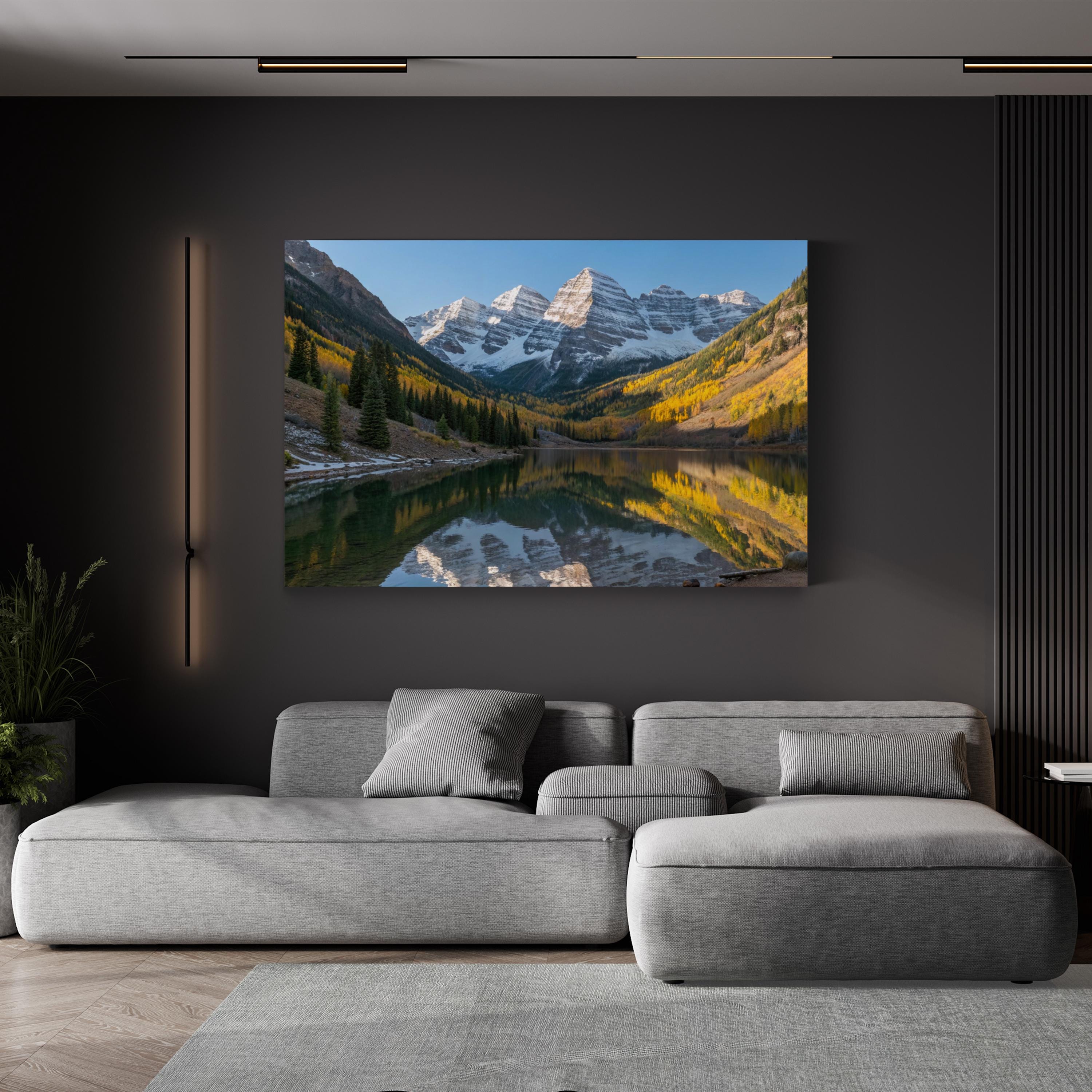 Maroon Bells Winter Snow, Colorado – Vintage Photography Wall Art | Rocky Mountain Canvas Print