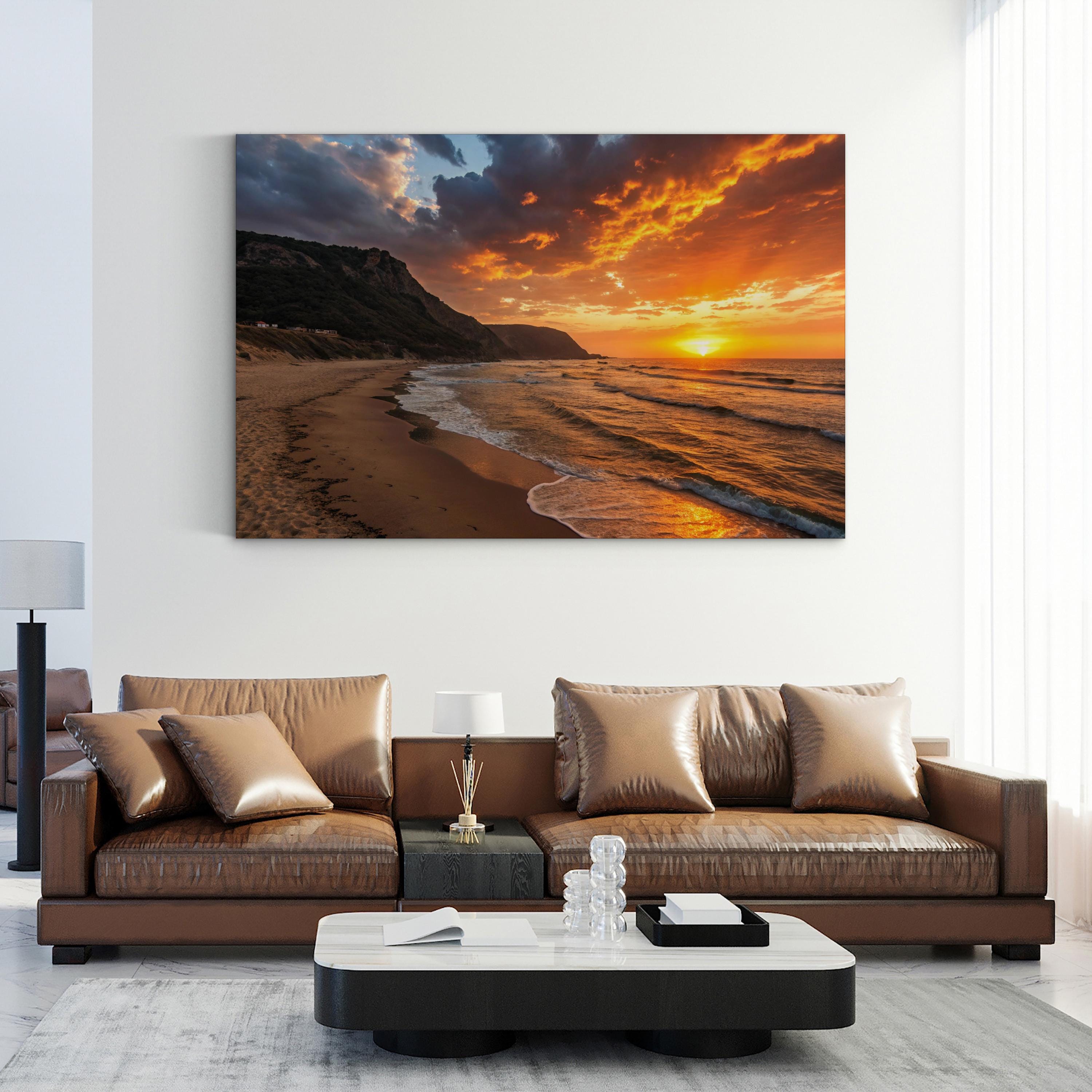 Maui Black Sand Beach, Maui, Hawaii, USA Wall Art — Tropical Ocean Sunset Canvas Print