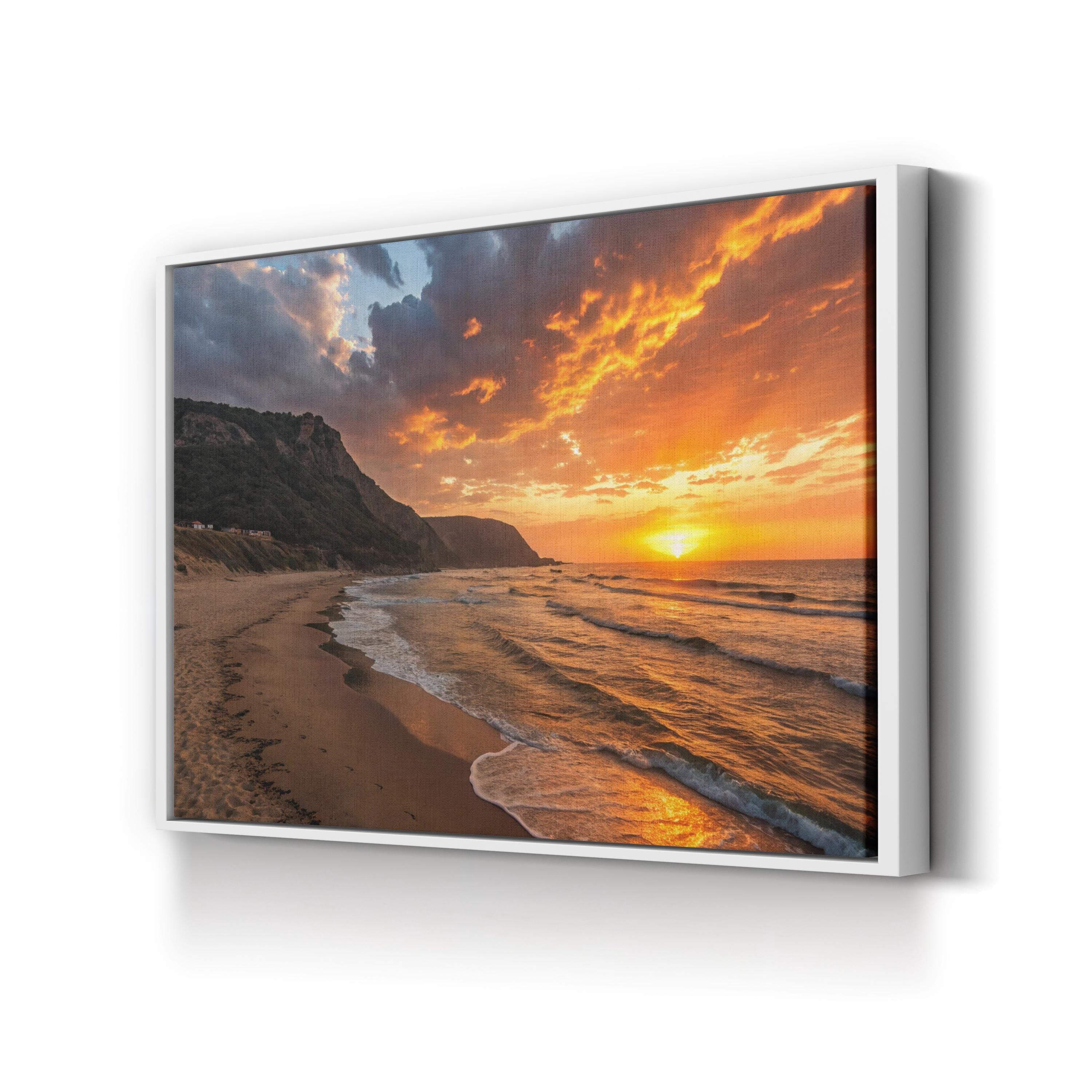 Maui Black Sand Beach, Maui, Hawaii, USA Wall Art — Tropical Ocean Sunset Canvas Print
