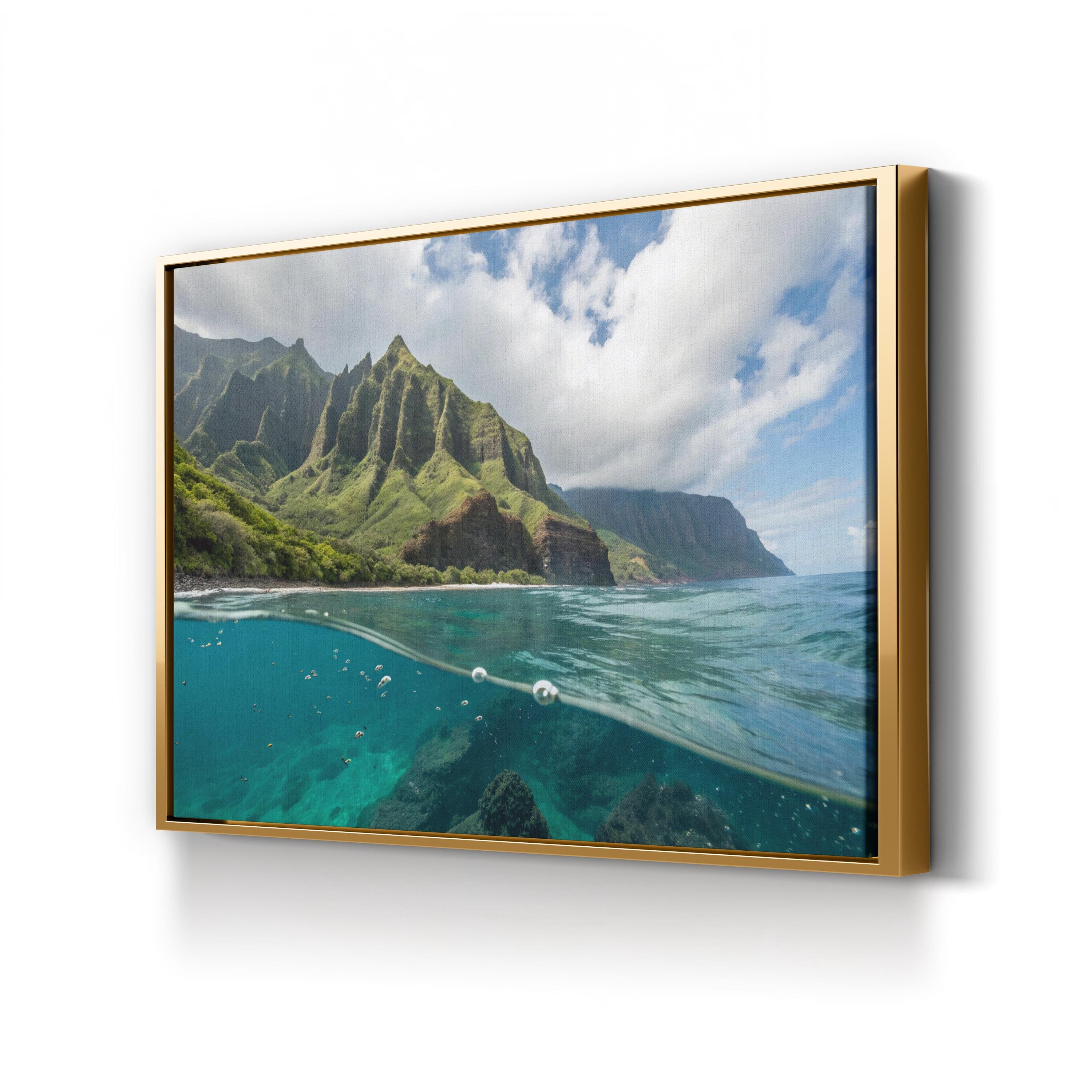 Maui Coastal Canvas Wall Art: Maui Hawaii Tropical Ocean & Mountain Landscape Print