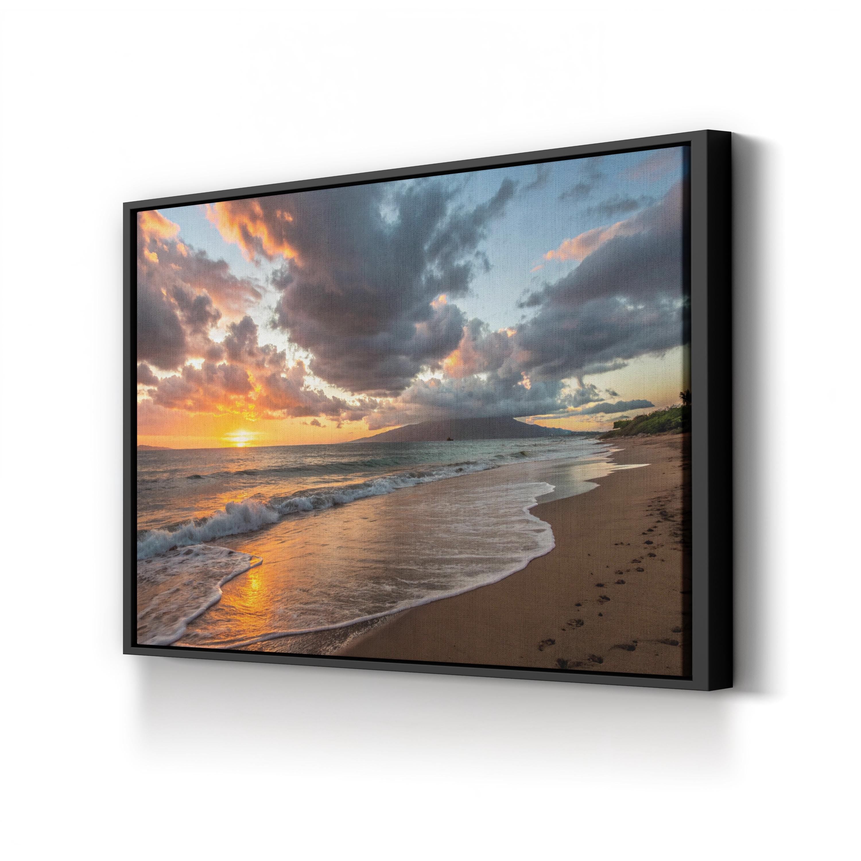 Maui Sunset, Maui, Hawaii, USA Wall Art — Tropical Beach Ocean Canvas Print