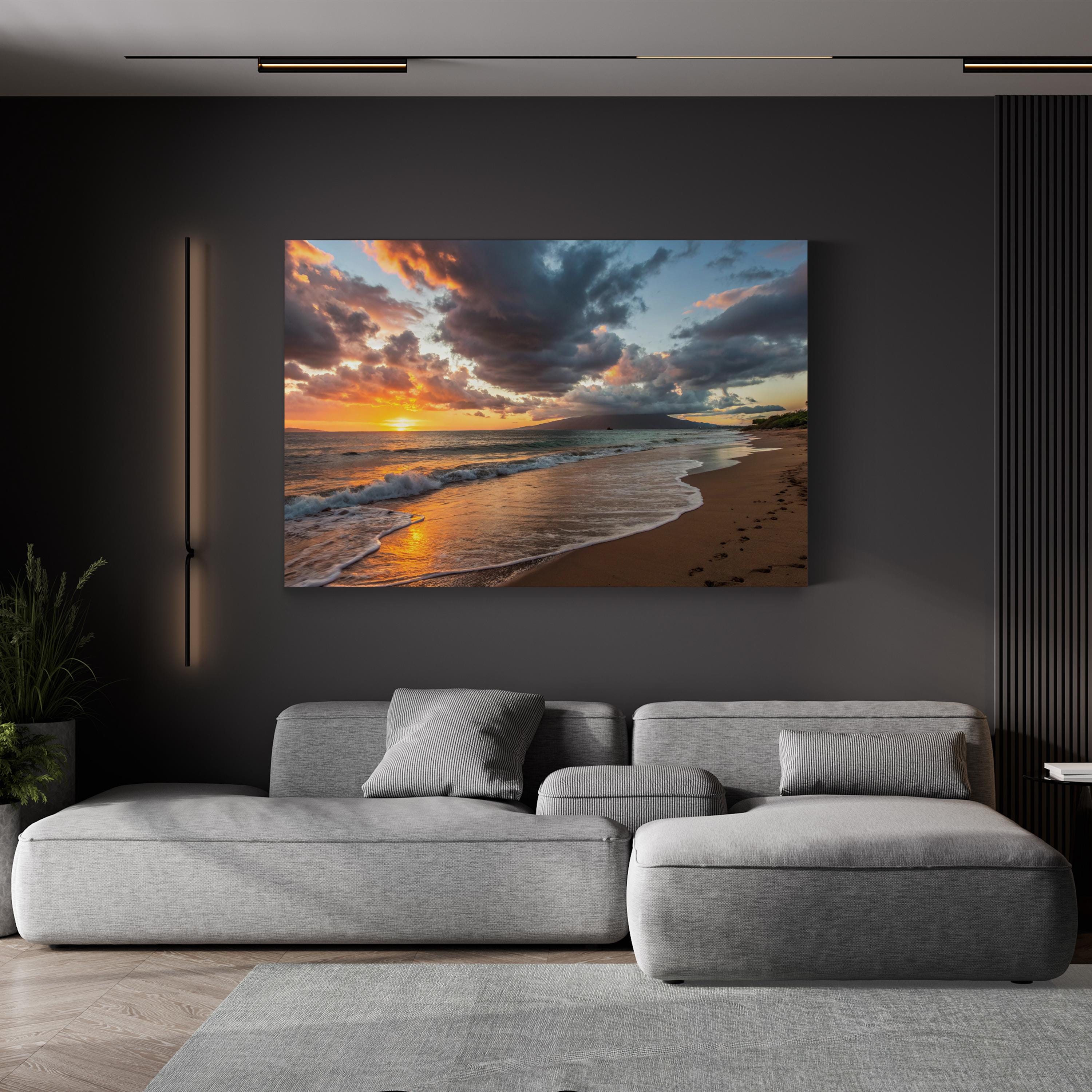 Maui Sunset, Maui, Hawaii, USA Wall Art — Tropical Beach Ocean Canvas Print